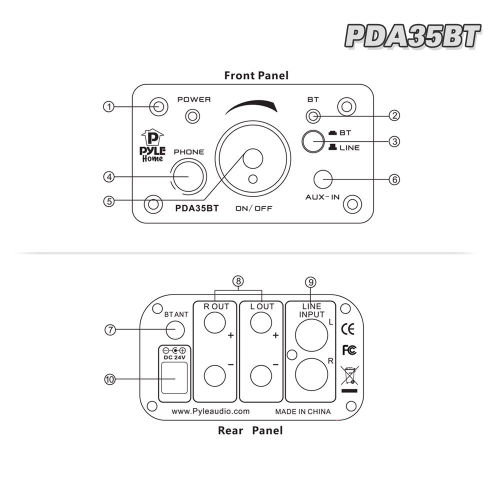 Pyle Pda35Bt 100 Watt Mini Bluetooth Power Digital Class D Amplifier & Headphone Amplifier With Two Aux Inputs   2 Channel Stere