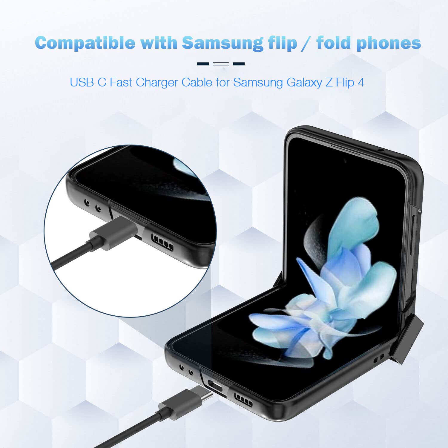 Usb C Charger Cable For Samsung Galaxy Z Flip 6, Flip 5, Flip 4, Flip 3, Flip 2, Samsung Galaxy Z Fold6, Fold 5, Fold 4, Fold 3,