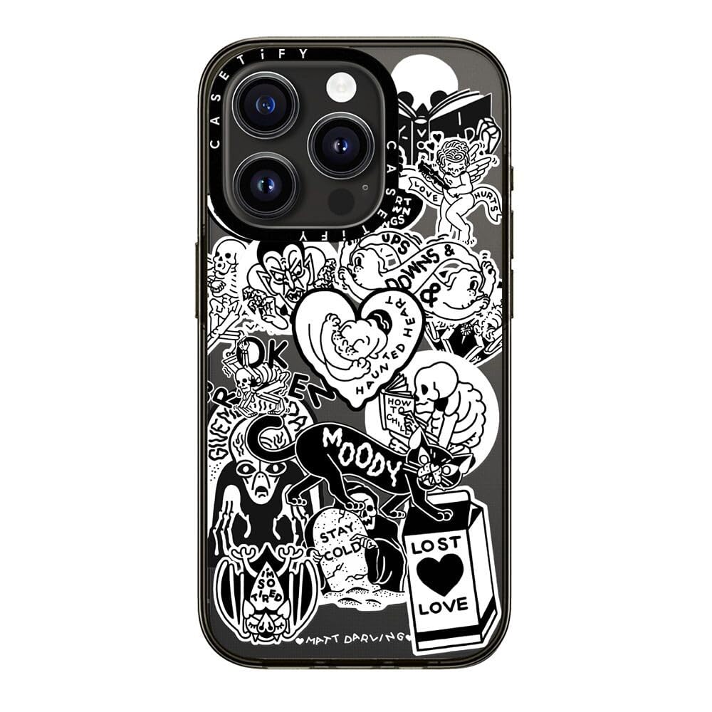 Casetify Compact Iphone 15 Pro Case [2X Military Grade Drop Tested / 4Ft Drop Protection]   Matt Darling Sticker Collage   Clear