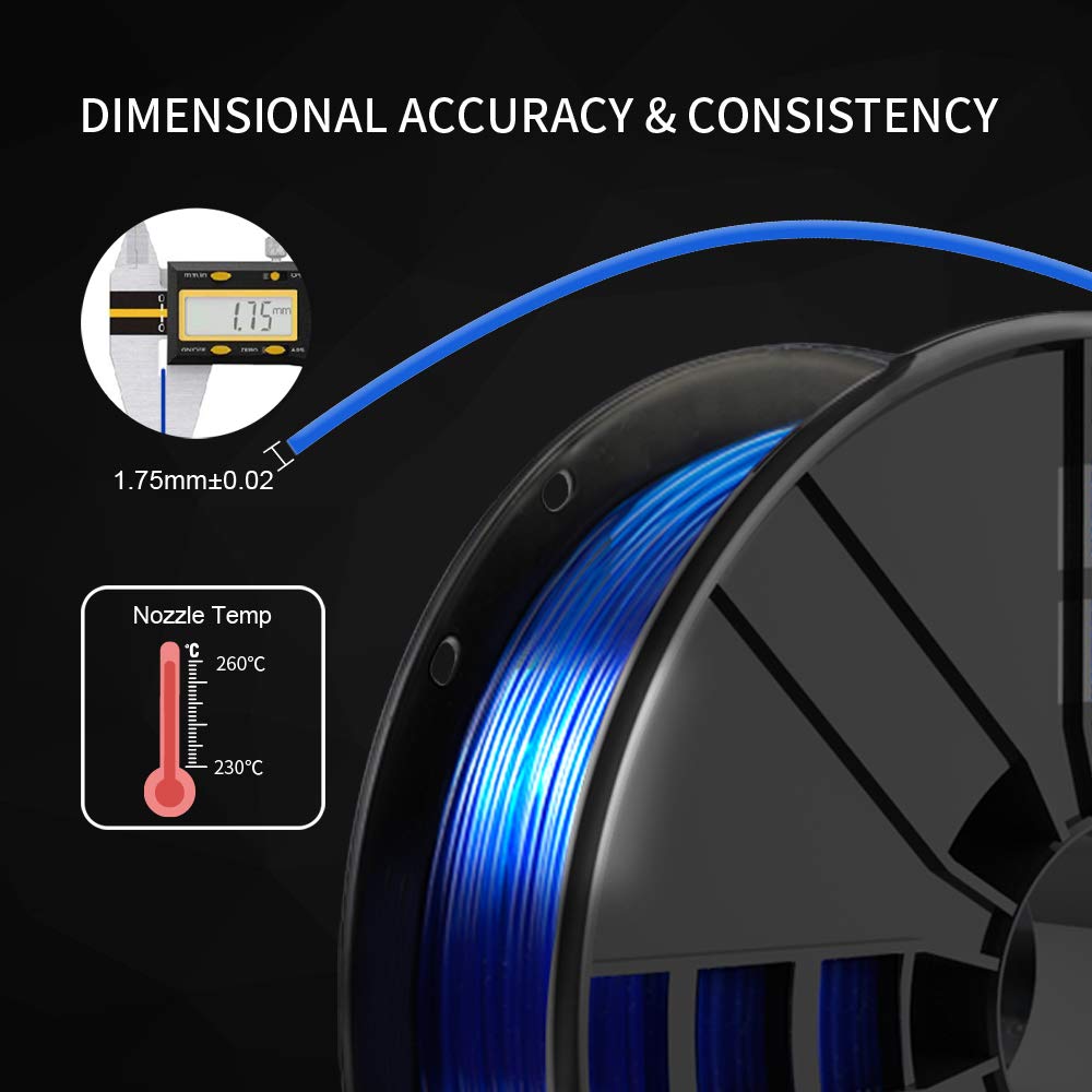 Petg Filament 1.75,Toughness Enhanced Blue Petg Vacuum Sealed,Accuracy +/  0.02 Mm, 1 Kg Spool 3D Filament Petg Blue