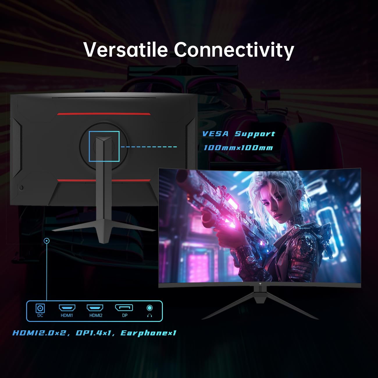 Ktc 32 Inch Curved Gaming Monitor, Fhd 1080P 165Hz Pc Monitor, 1500R, 122% Srgb With Hdr, Freesync Premium, Hdmi 2.0X2, Displayp