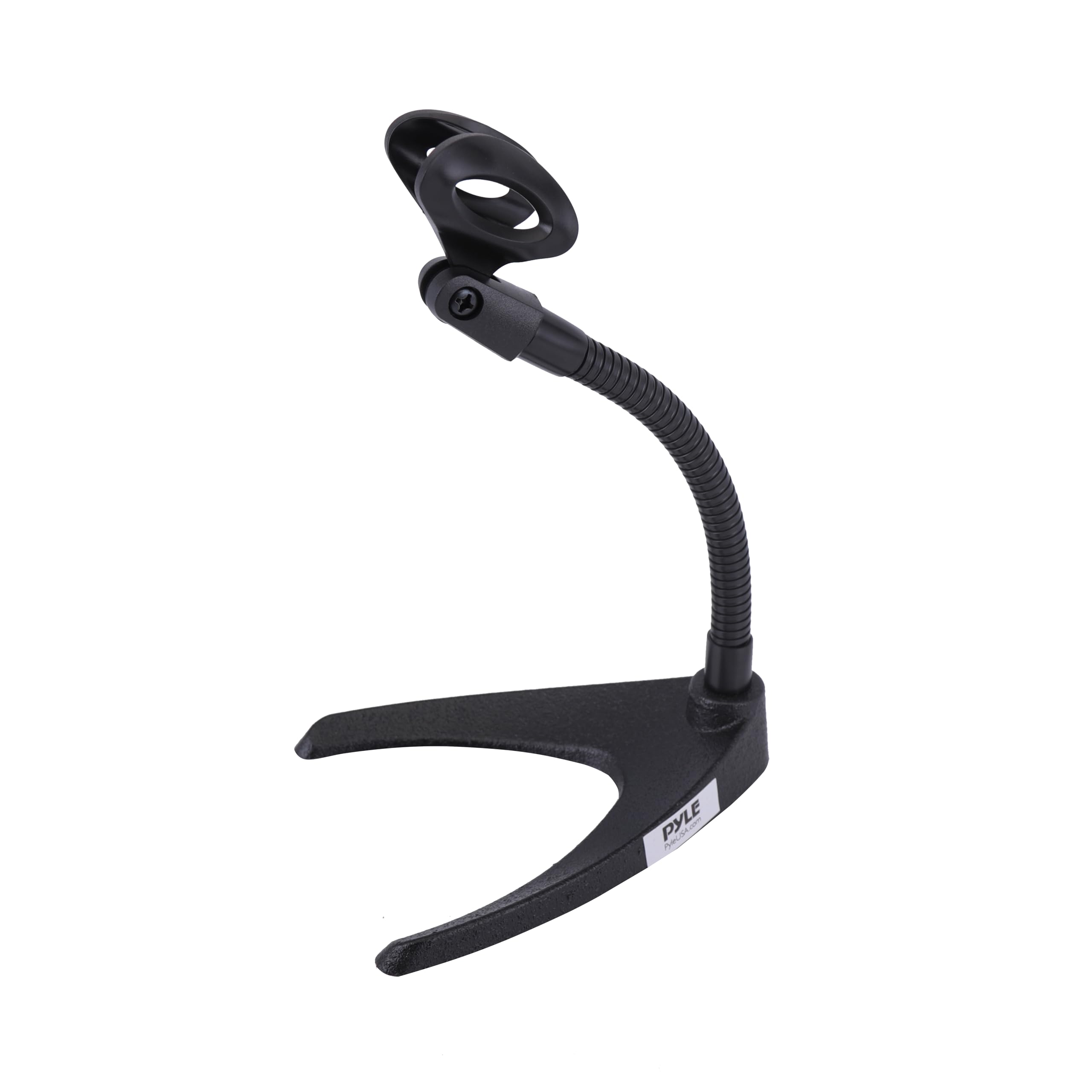 Pyle Desktop Microphone Stand   Universal Tabletop Mic Holder W/ Flexible 8.2'' Inch Gooseneck Mount And Solid U Shape Base   Pe