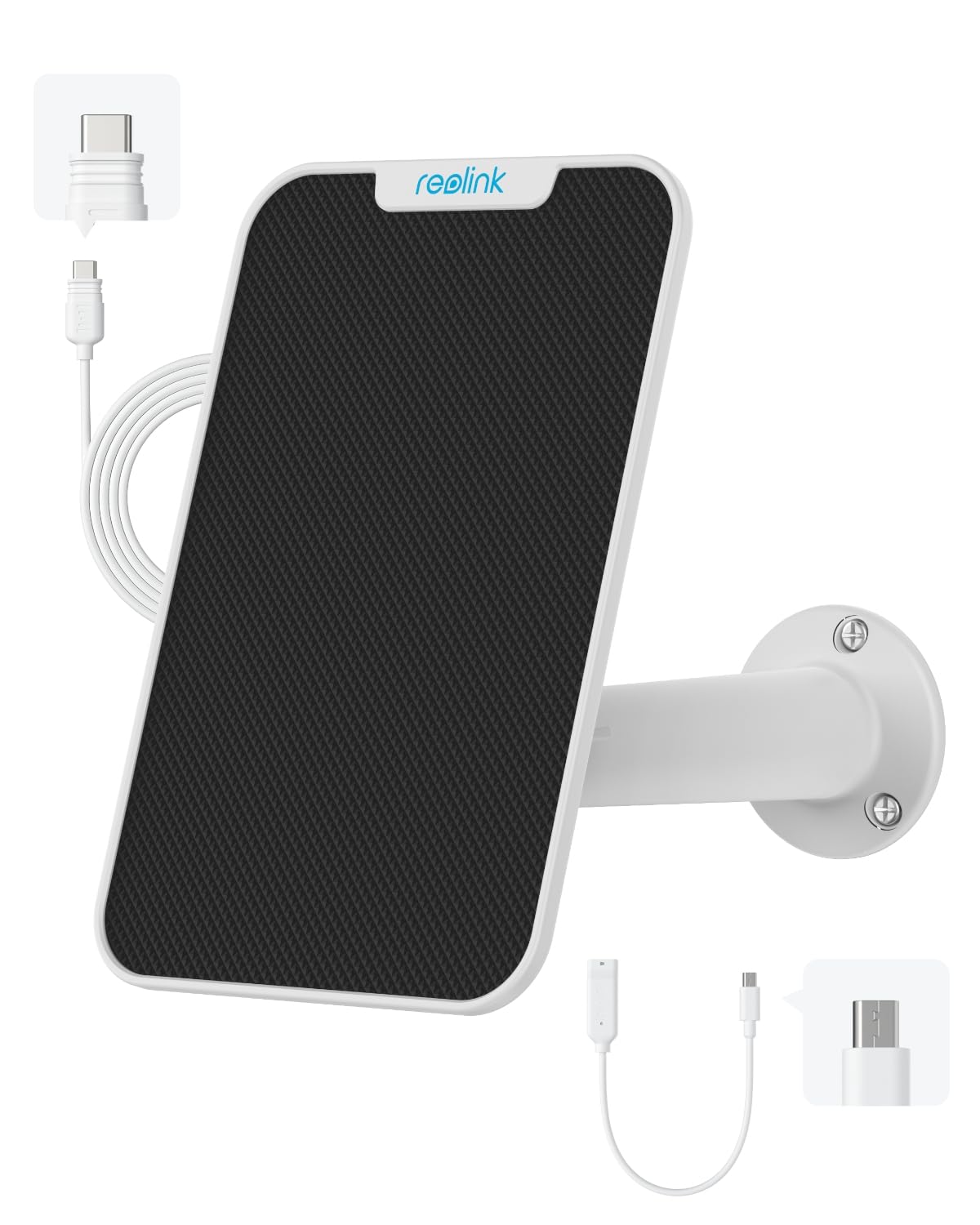 Reolink 3W Solar Panel Power Designed For Wireless Outdoor Security Camera Solar Powered Cameras, 6V Type C Port, Compatible With Argus Eco/Go Pt Plus/Argus 3 Pro/Argus Pt, Non Stop Charging (White)