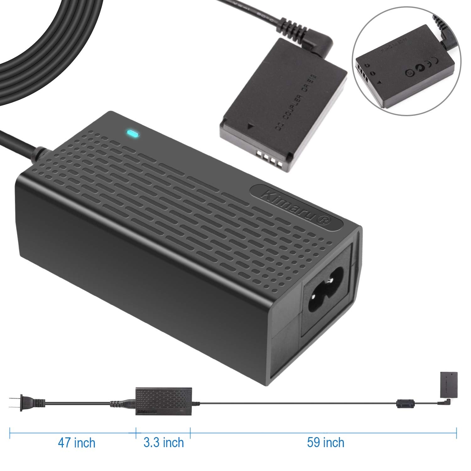 Kimaru Ack E12 Ac Power Adapter Dr E12 Dc Coupler Lp E12 Dummy Battery Kit For Canon Eos M10, M50, M50 Mark Ii, M100, M200, Eos M M2,Kiss M M2 Cameras.