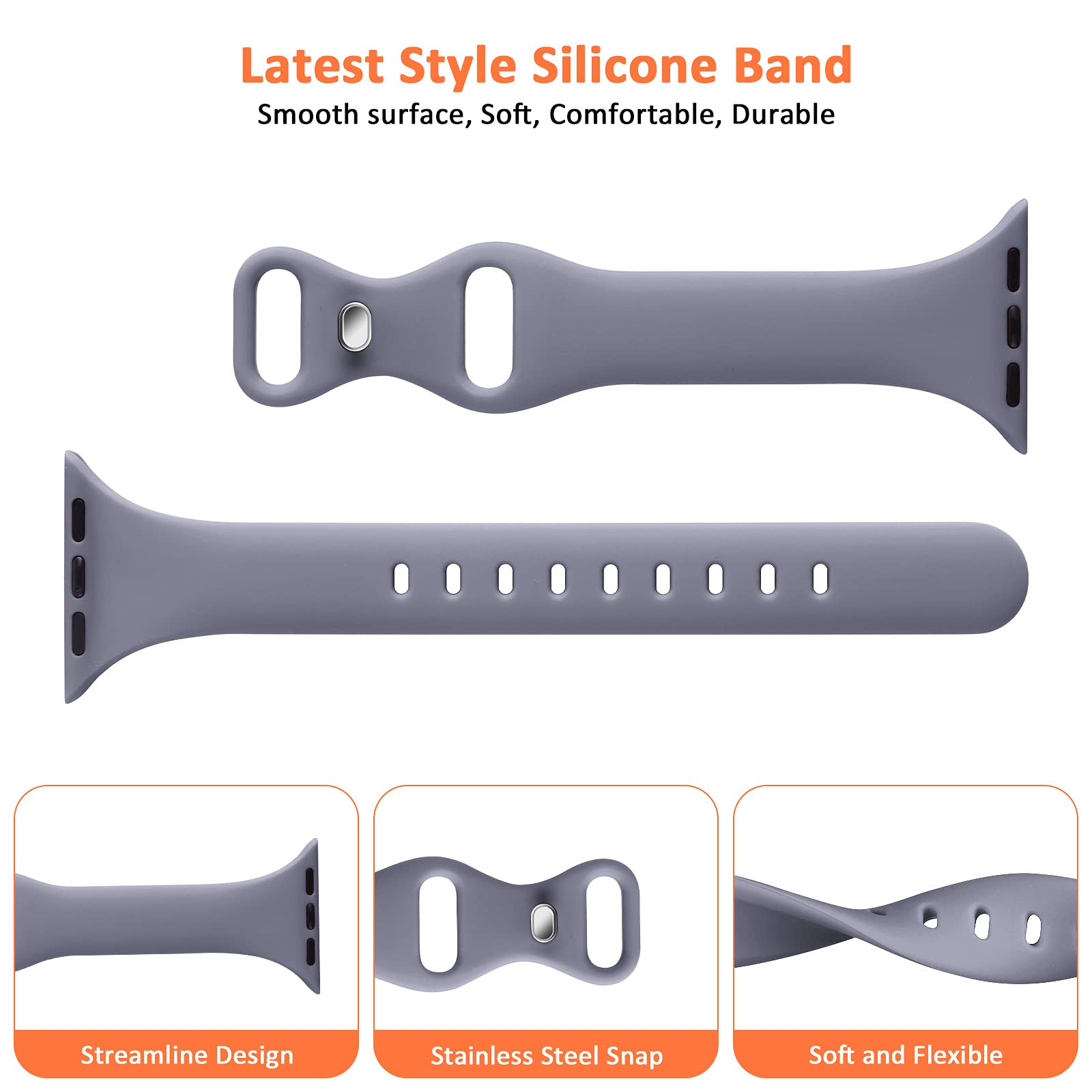 Tsaagan 5 Pack Silicone Slim Bands Compatible With Apple Watch Band 38Mm 42Mm 40Mm 44Mm 41Mm 45Mm 49Mm, Soft Narrow Sport Strap