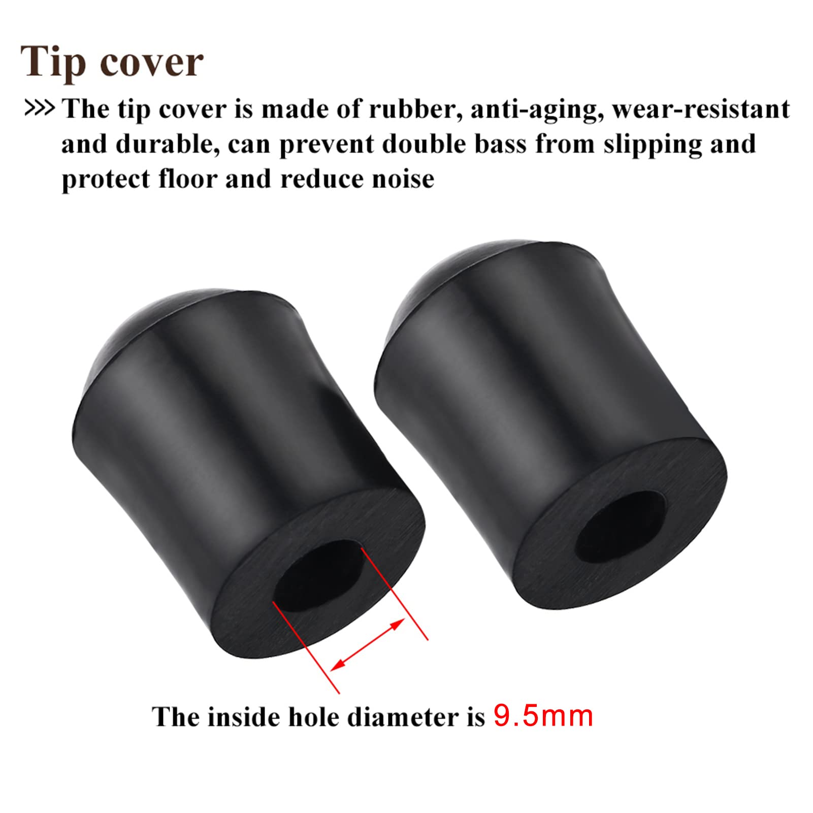Double Bass Endpin Screw On,2Pcs Black Double Bass Endpin Rubber Tip End Pinstopper Protector Endmusical Instrument Accessory El