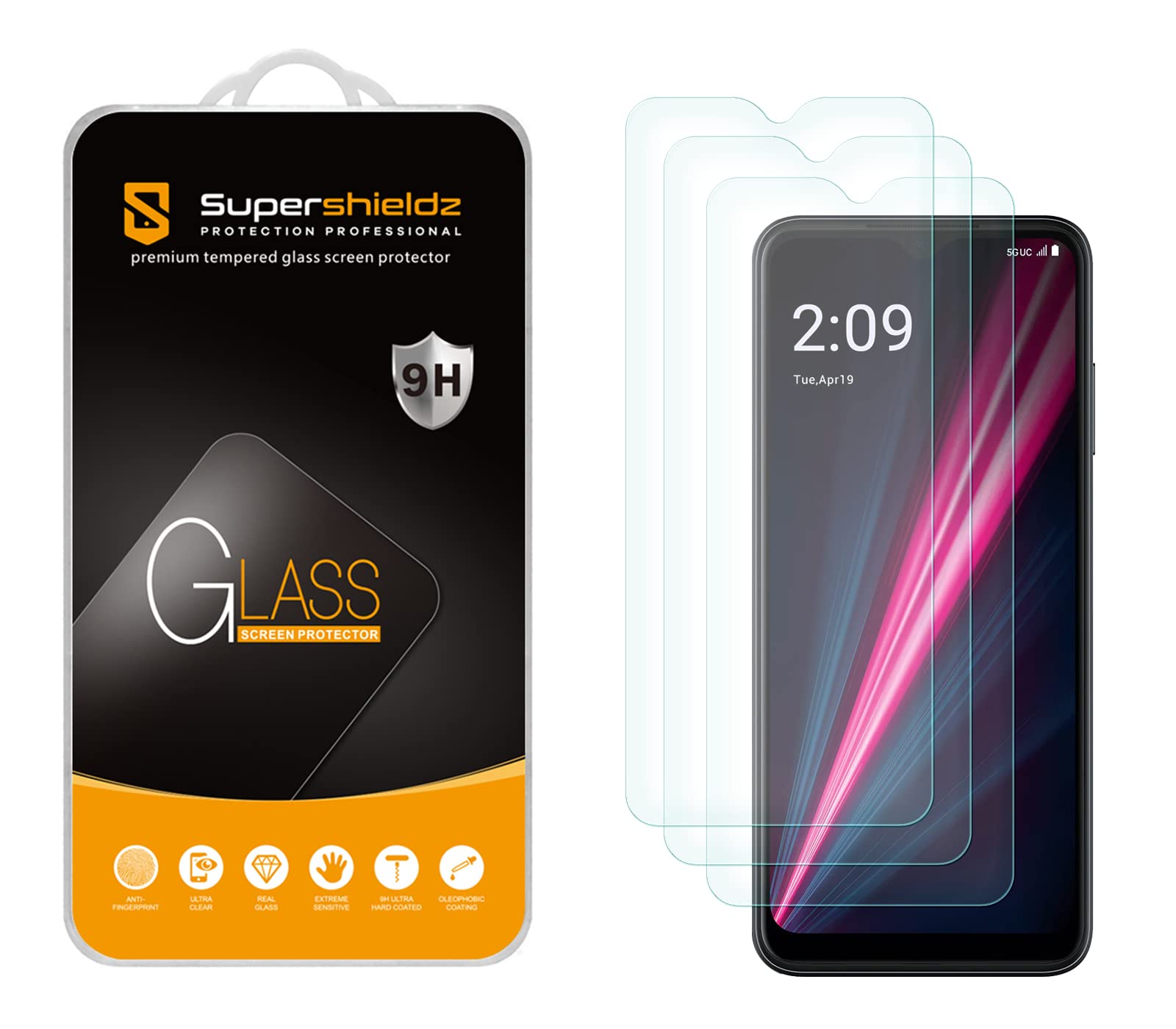 (3 Pack) Supershieldz Designed For T Mobile (Revvl 6 Pro 5G) Tempered Glass Screen Protector, Anti Scratch, Bubble Free