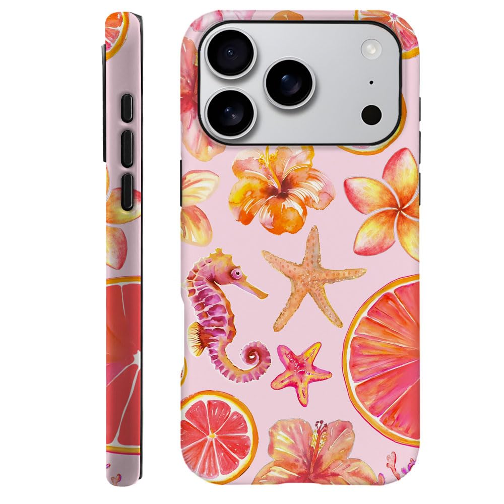 Compatible with iPhone 17 Pro,Durable & Shockproof Phone Case Cover Design - Tropical Hibiscus Floral Watercolor