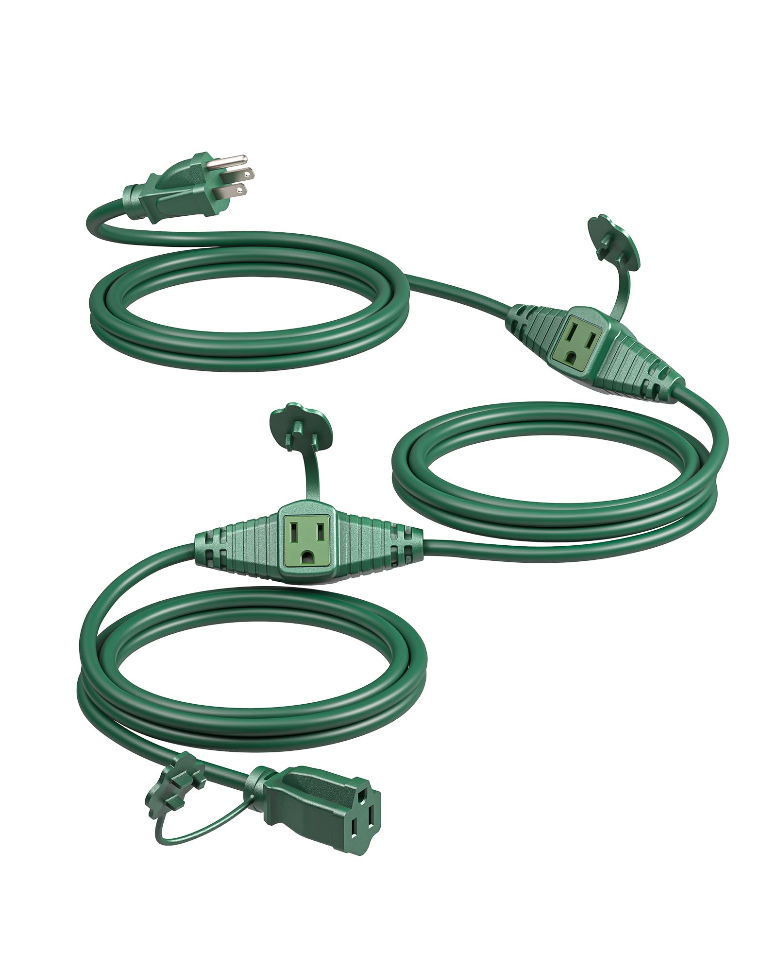 DEWENWILS 25Ft Outdoor Extension Cord, Evenly Spaced 3 Outlets Plugs with Safety Cover, 16/3 SJTW Weatherproof Wire for Outdoor 