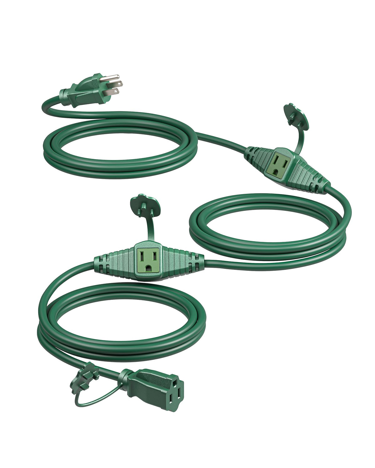 Dewenwils 25 Ft Outdoor Extension Cord For Christmas, Evenly Spaced 3 Outlets Plugs With Safety Cover, 16/3 Sjtw Weatherproof Wi