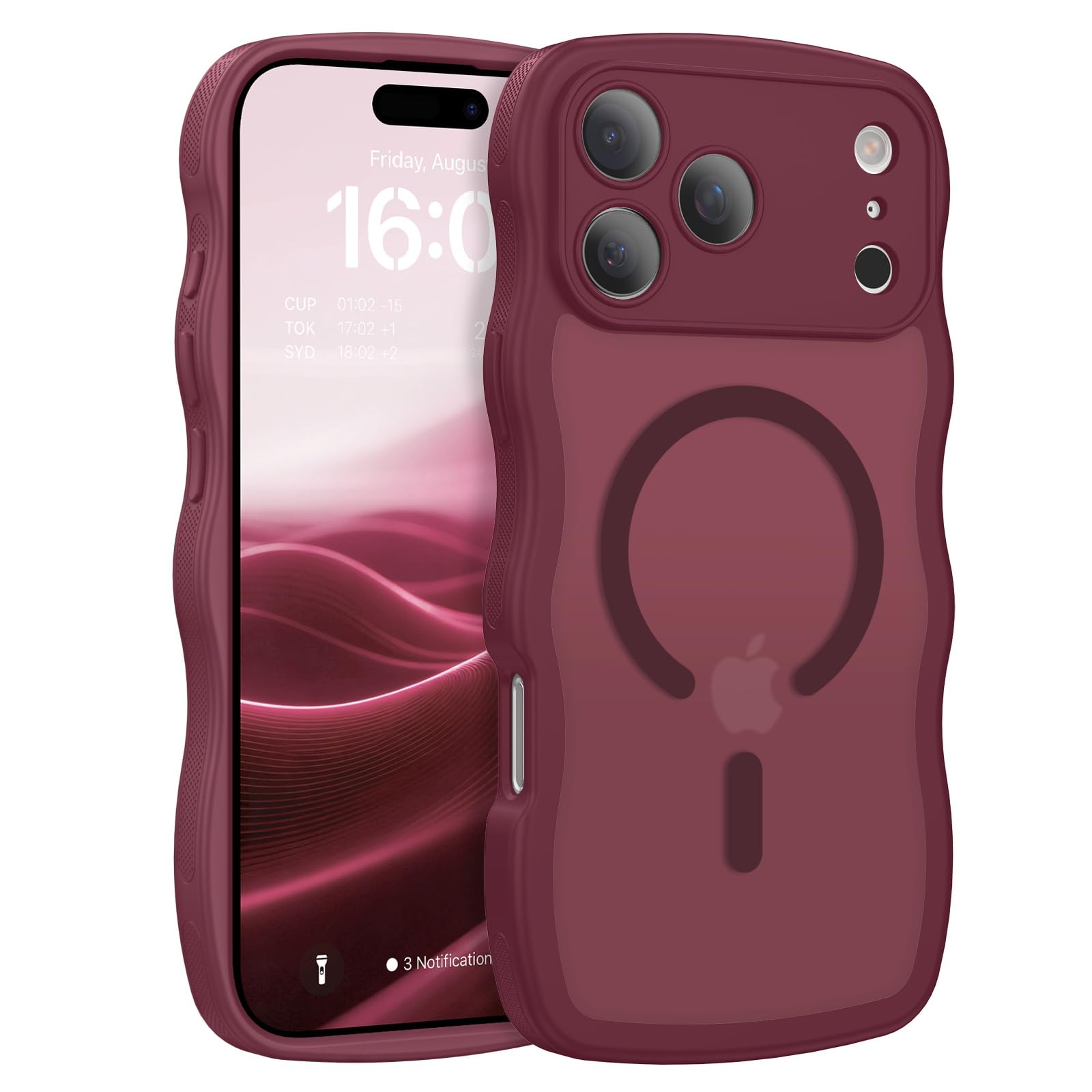 BENTOBEN Magnetic for iPhone 17 Pro Max Case, Cute Wavy [Full Camera Protection][Compatible with MagSafe] Matte AntiSlip Bumper