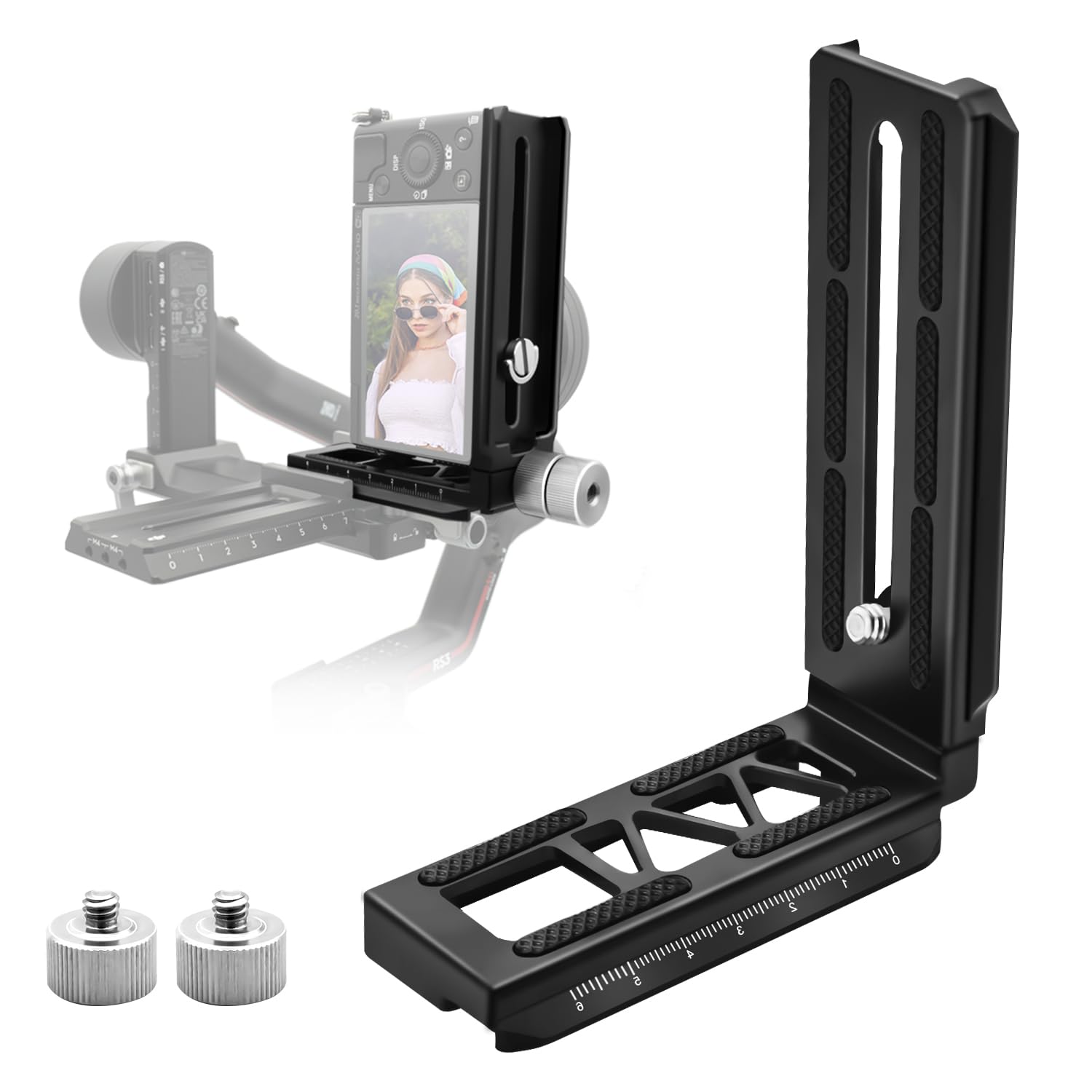 WEWOGA Aluminum L Bracket Horizontal Vertical Switching Gimbal L Handle Camera Quick Release Tripod Plate Compatible with DJI Ro