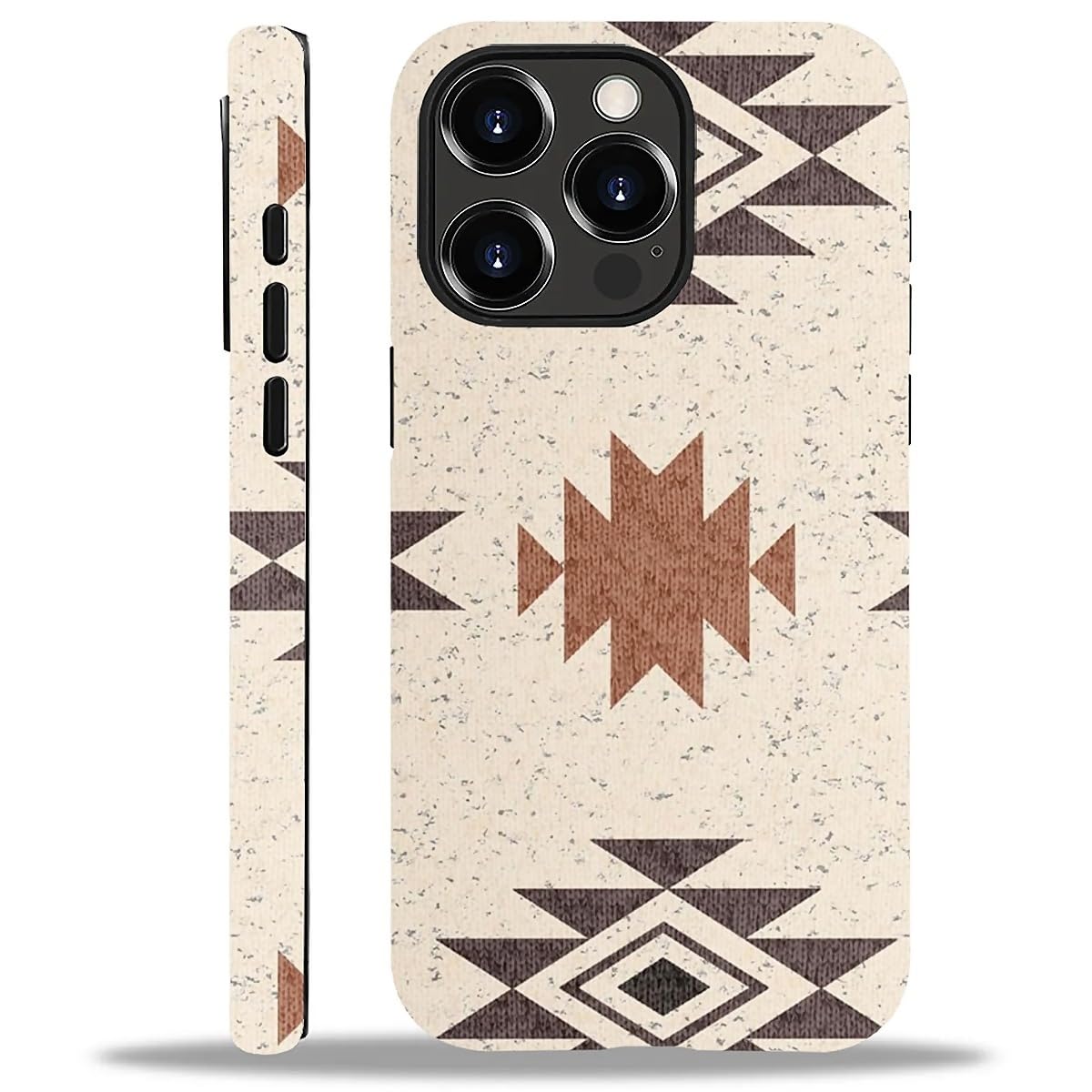 WANKBLC Compatible with iPhone 13 Pro Max Matte Case, Western Boho Aztec Pattern for Girl Full Body Design Soft Silicone Drop Sh