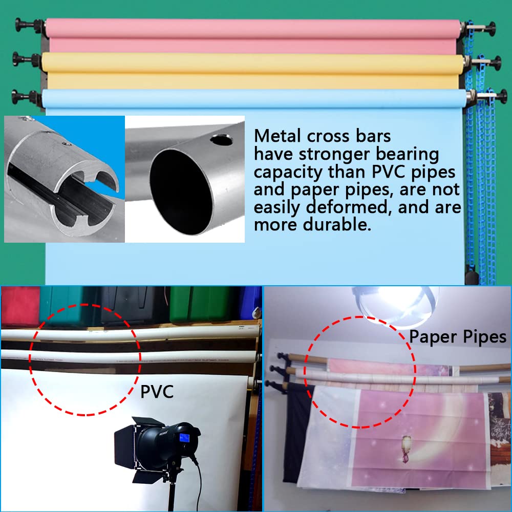 118''/3M Stainless Metal Tube Crossbar For Studio Backdrop Wall Mount System   Holder Pole