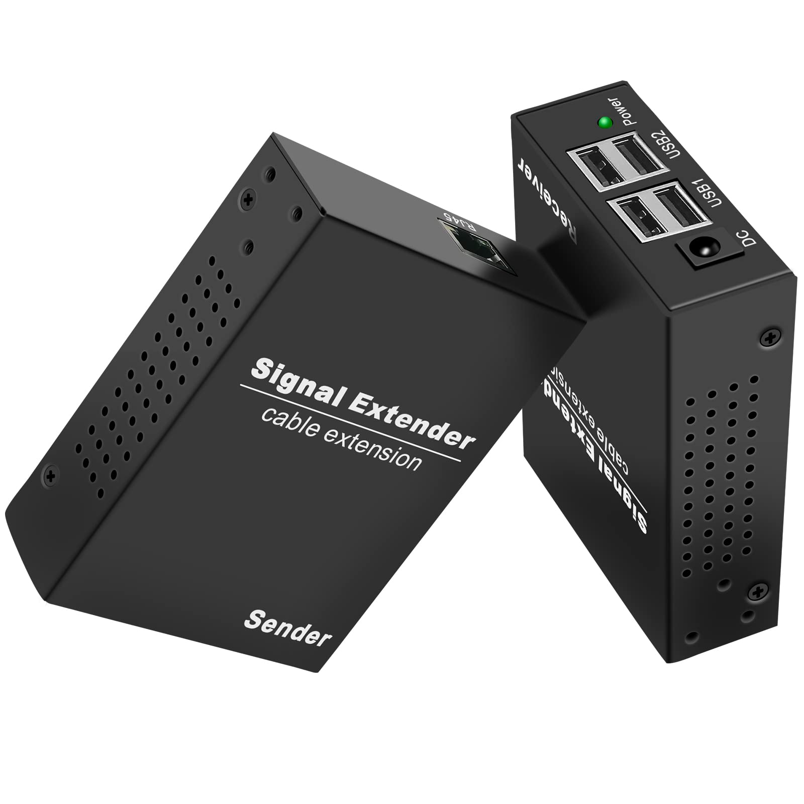 Lornceng Usb Extender To Rj45 Over Cat5E/6/7 Up To 492Ft/150M, 4 Usb 2.0 Ports, Usb Ethernet Extender Over Ip Gigabit Switch, Pl