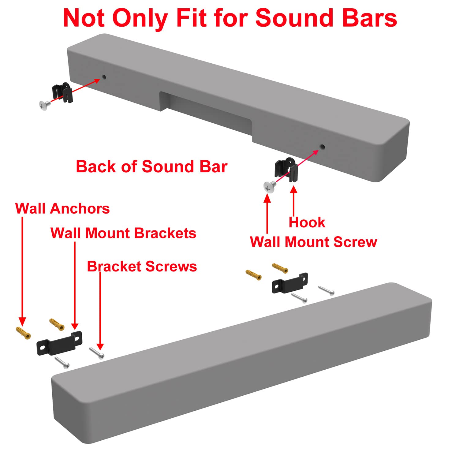 Pbxifge Soundbar Wall Mount Bracket For Vizio Soundbar, Speaker Wall Mounts For Surround Sound Or Bookshelf Speakers, Wall Mount