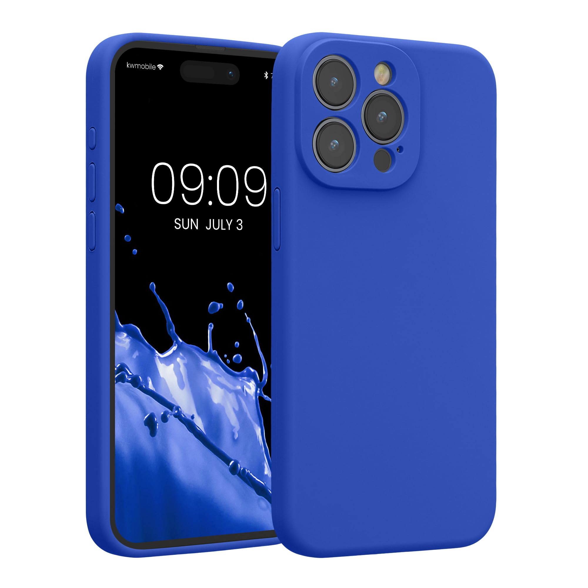 kwmobile Case Compatible with Apple iPhone 15 Pro Max Case - Slim TPU Silicone Phone Cover - Soft Touch Finish - Baltic Blue