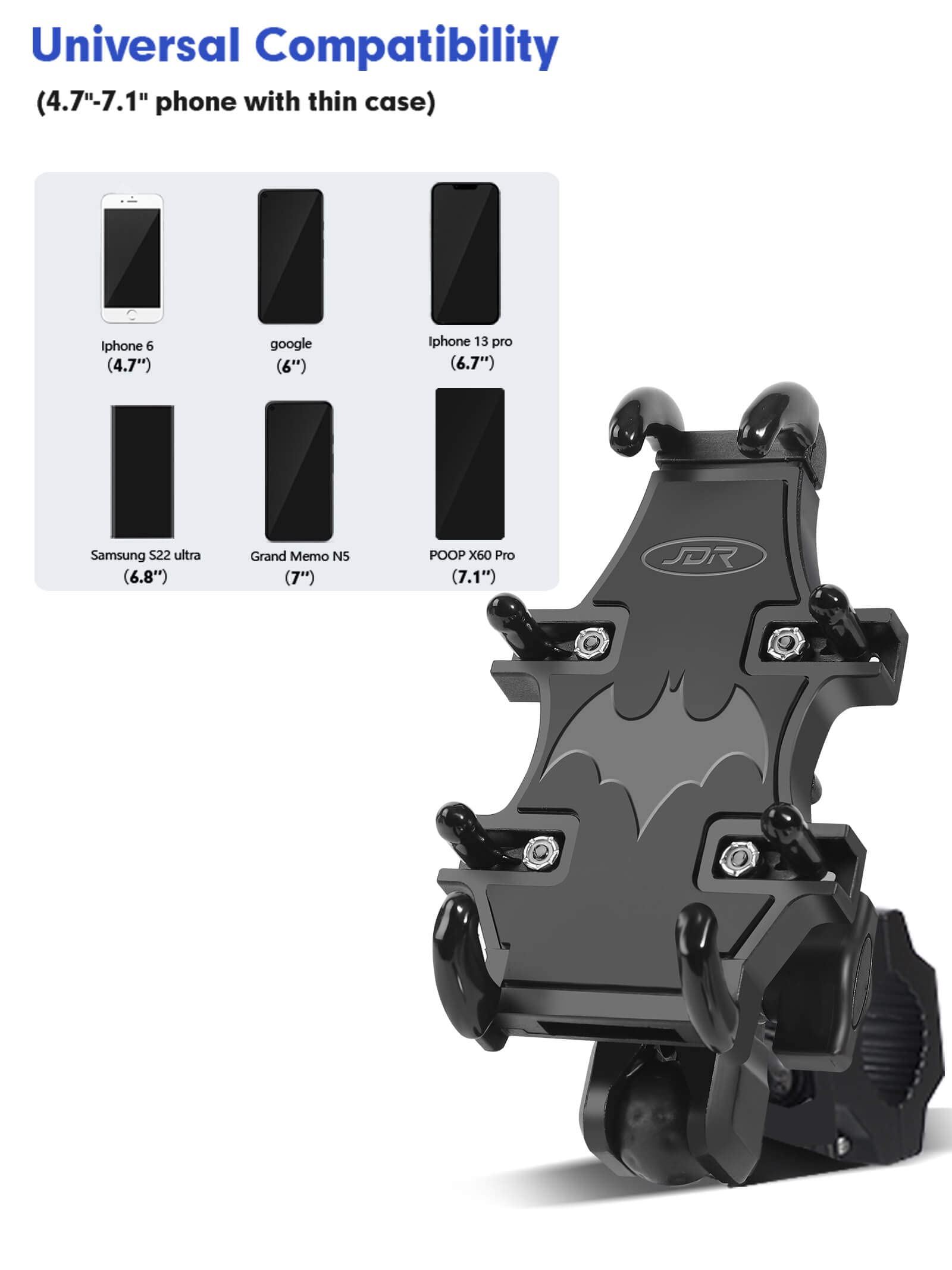Zidiyoruo Utv Phone Mount For 1.75''-2'' Roll Bar, 360Rotation Utv Phone Holder With 8 Claws, Aluminum Alloy Heavy Duty Smartpho