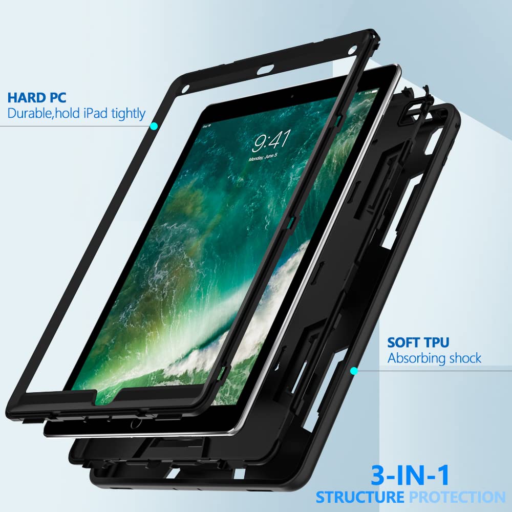 Puxicu Case For Ipad Pro 12.9 Case 2017/2015 (Old Model,1St & 2Nd Gen), Heavy Duty Rugged Protective, Cover For Ipad Pro 12.9''