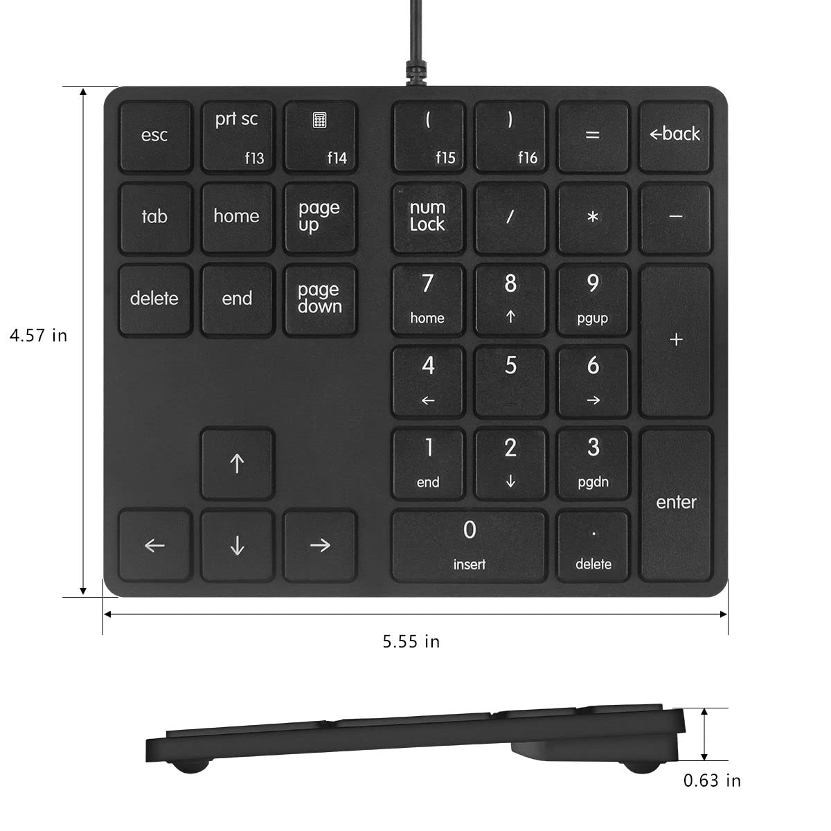 Merdia Numeric Keypads Wired Numpad 34 Keys External Mini Slim Keyboard Magic Force For Financial Cashier Securities Black| Lapt