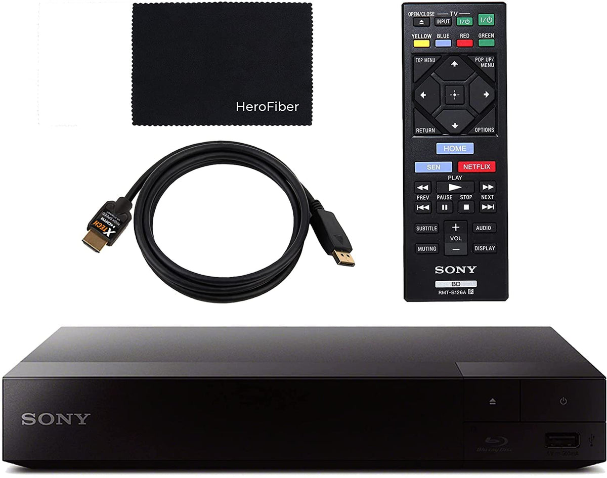 Sony Blu Ray Player With Wifi. Video Streaming & Screen Mirroring, Dvd Players For Tv, Hd Bluray Playback, Includes Blue Ray/Cd Player, Full 1080P, Remote Control, Hdmi Cable, Cleaning Cloth