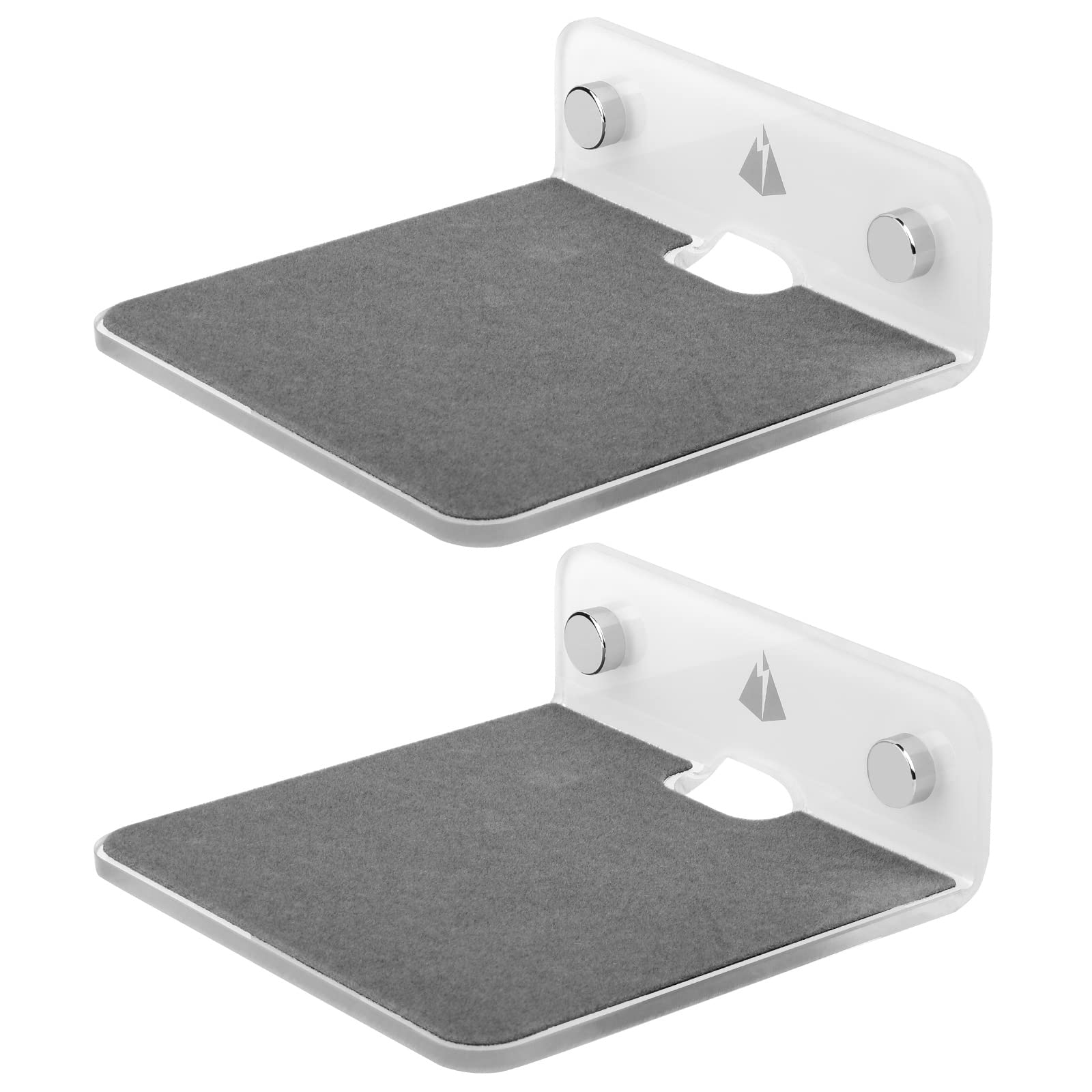 TXEsign Floating Speaker Shelf - Small Wall Mount for Speakers, Webcams, Displays - Acrylic Shelf in Silky White & Transparent