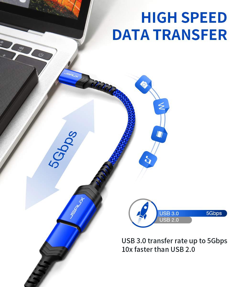 Jsaux Usb C To Usb Adapter [2 Pack], Type C 3.0 Otg Cable On The Go Type C Male To Usb A Female Adapter Compatible With Macbook,