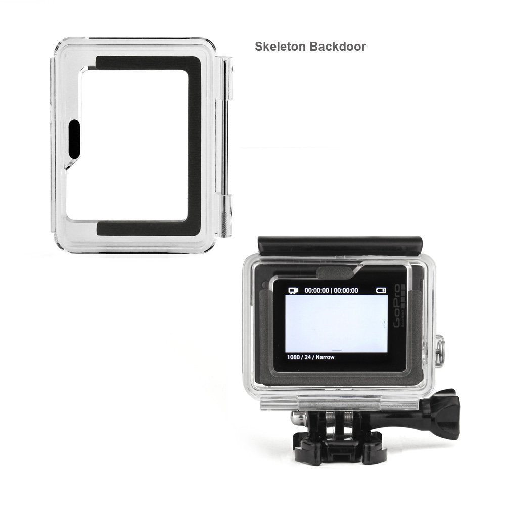Soonsun Backdoor Case Cover Kit For Gopro Hero 3+ Hero 4 Standard Waterproof Housing Case (Standard Backdoor + Skeleton Backdoor