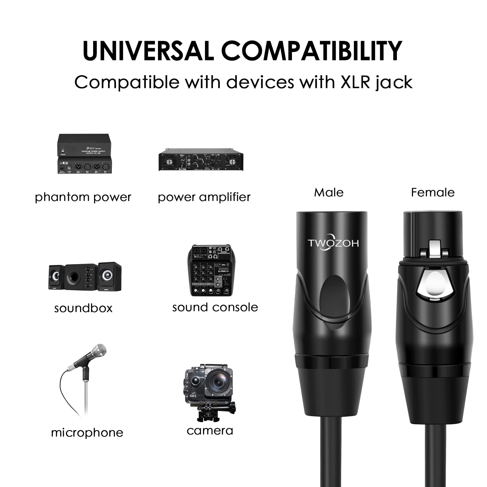 Twozoh Xlr Cables 1Ft, Xlr Male To Female Balanced 3 Pin Xlr Microphone Cable(Profesional/Hifi)