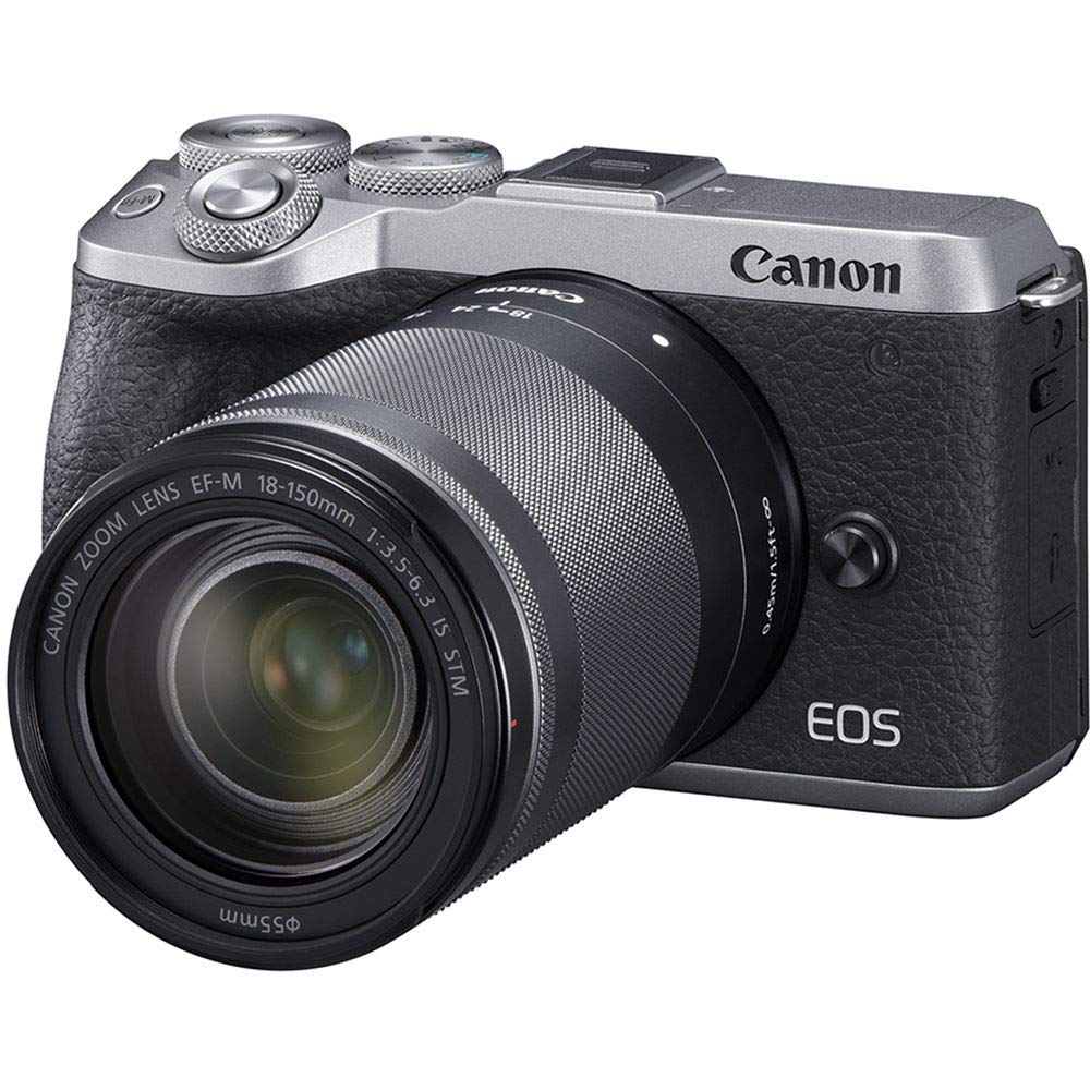 Canon Mirrorless Camera [EOS M6 Mark II] for Vlogging + EF M 18 150mm Lens + EVF Kit|CMOS (APS C) Sensor| Dual Pixel CMOS Auto Focus| Wi Fi |Bluetooth| 4K Video, Silver