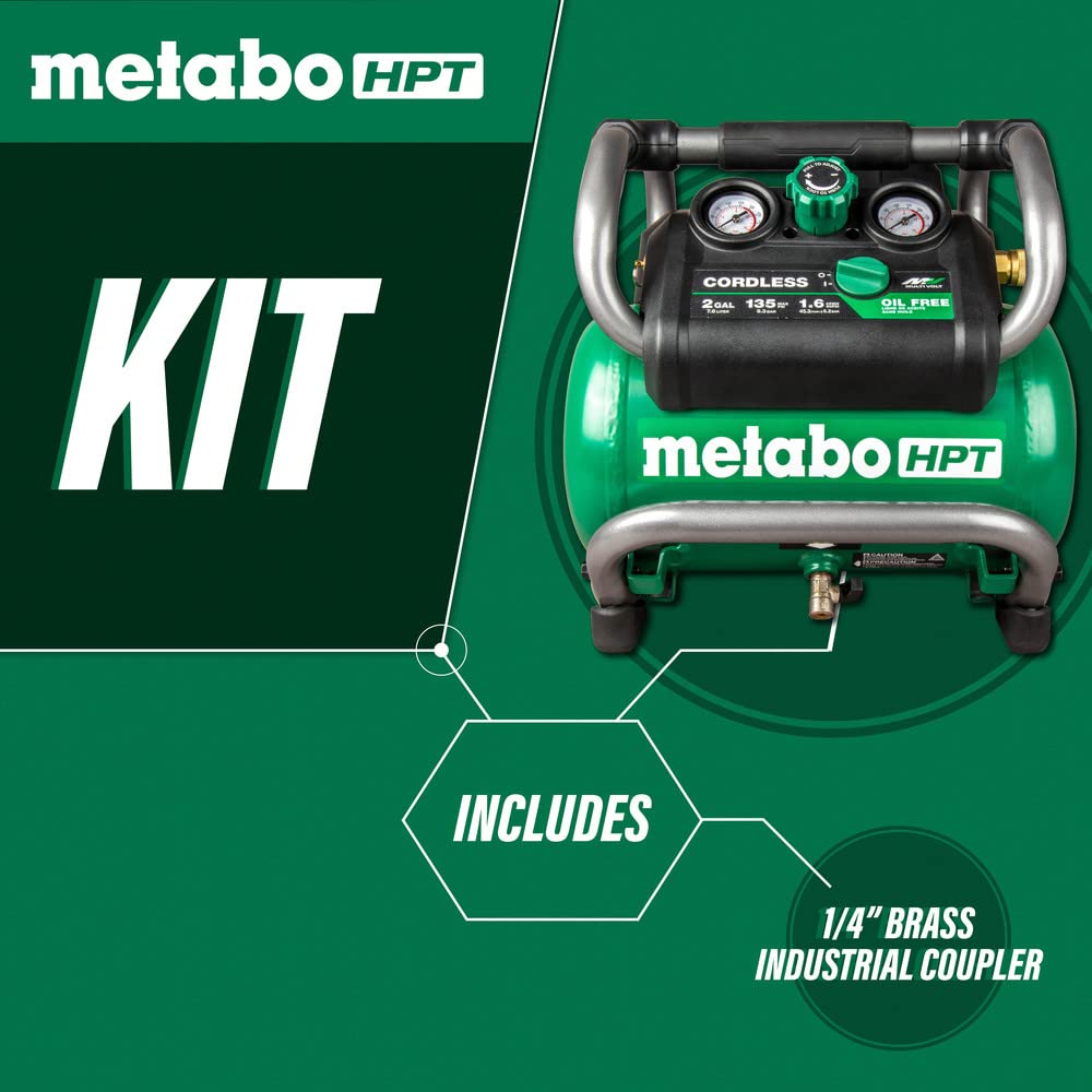 Metabo Hpt 36V Multivolt Cordless Air Compressor | Tool Only, No Battery | Brushless Motor | 135 Max Psi | 2-Gallon Capacity | 2