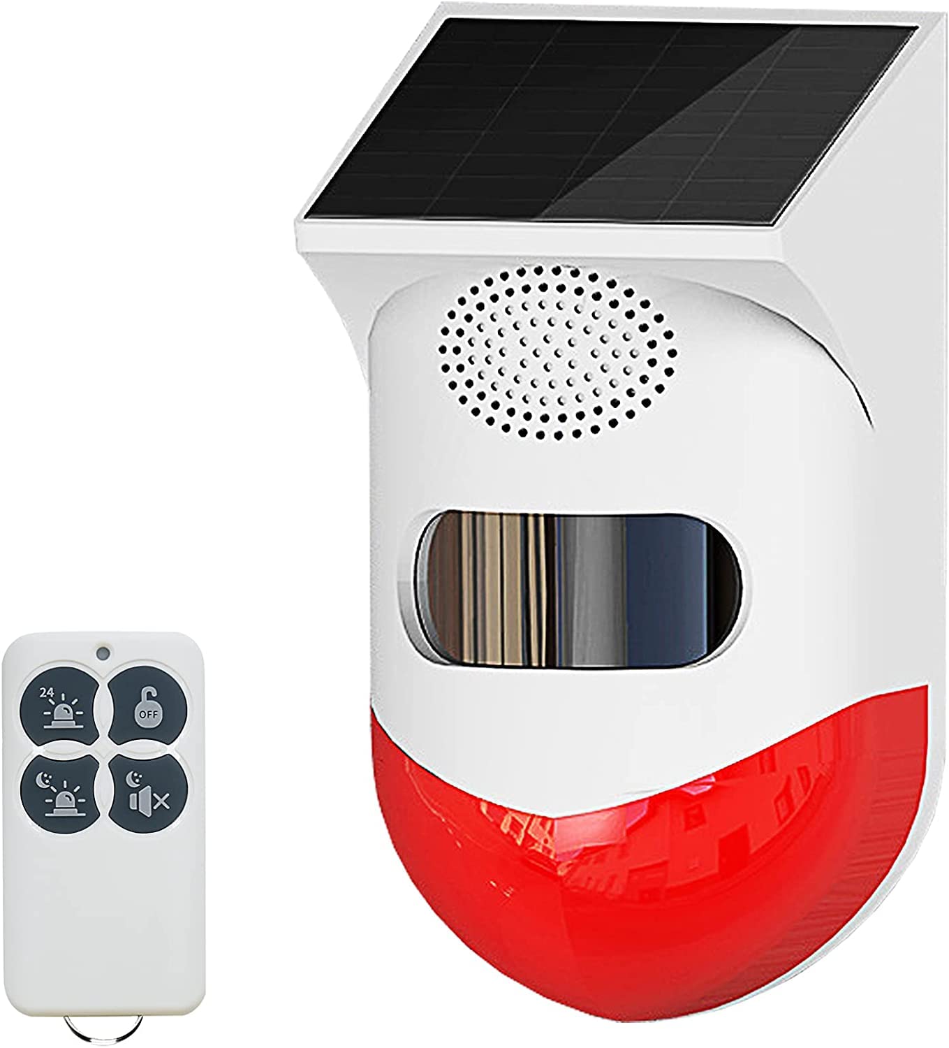Solar Strobe Alarm Light With Motion Sensor Siren Outdoor Alarm Siren With Remote Controller 120Db Sound Security Siren Light Ip
