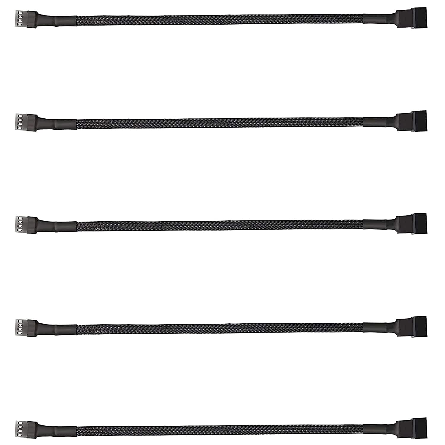 Threebulls 5 Pack 4 Pin Pwm Fan Splitter Cable, Sleeved Braided Adapter Computer Pc Fan Power Extension Cable Converter For Comp