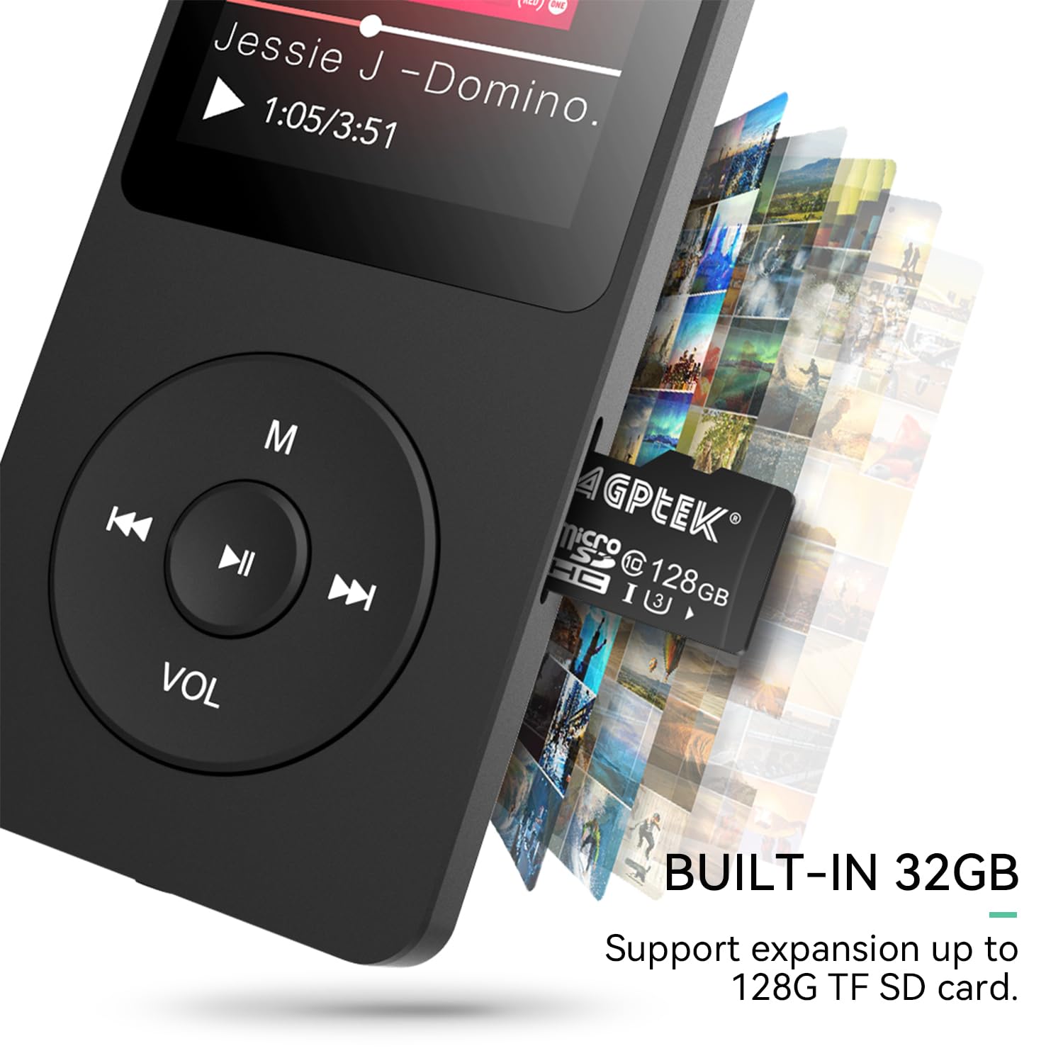 Agptek A02X 32Gb Mp3 Player With Bluetooth 5.3, 1.8 Inch Screen Portable Music Player With Speaker, Fm Radio, Voice Recorder, Su
