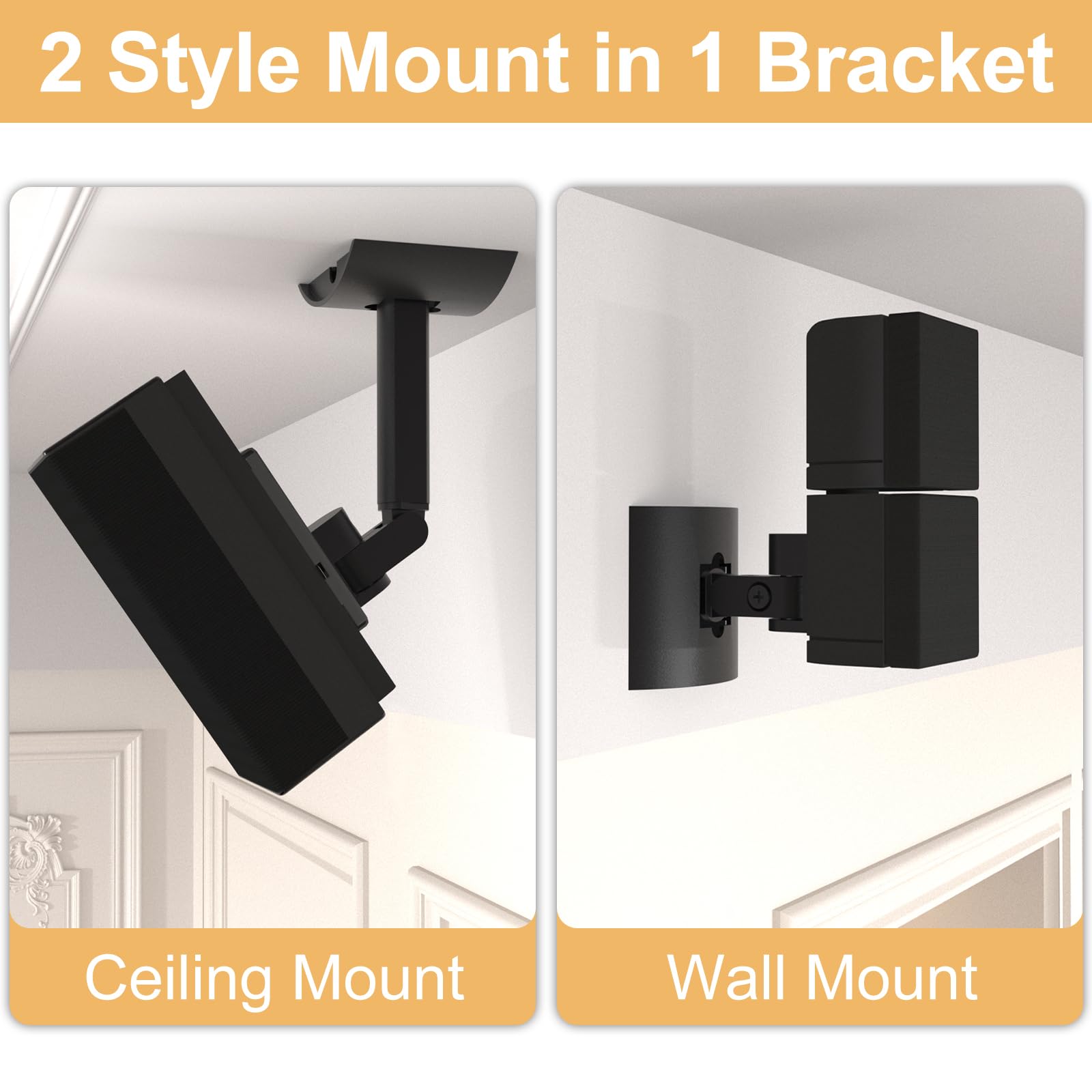 Black Wall Mount Bracket For Ub 20 Compatible With Bose Cube Speakers Lifestyle 6 10 15 18 28 12 (Black)