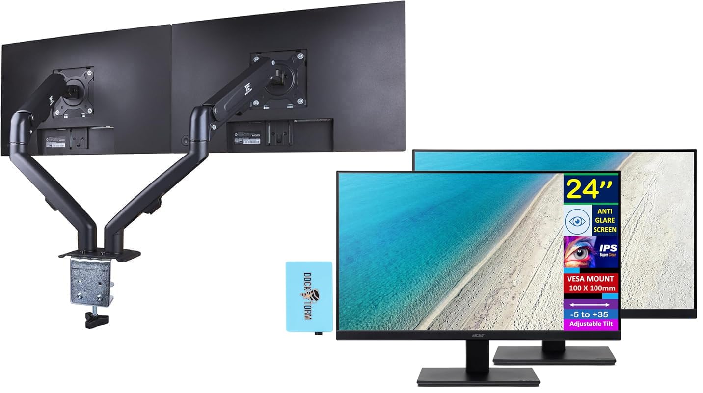 acer 24 Vero V247Y Gbmix FHD IPS Monitor with 4 ms Response Time, Anti-Glare, Integrated Speakers, VESA Mount (100mm) & DKZ Hub,