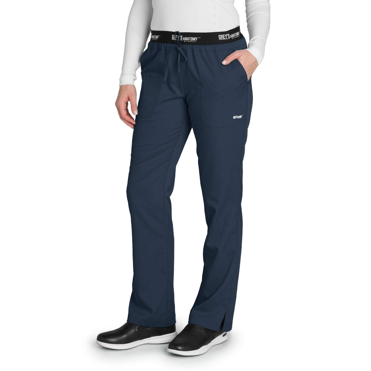 Greys Anatomy 4275 3 Pkt Logo Waist Pant With Drawstring (Steel, Medium)