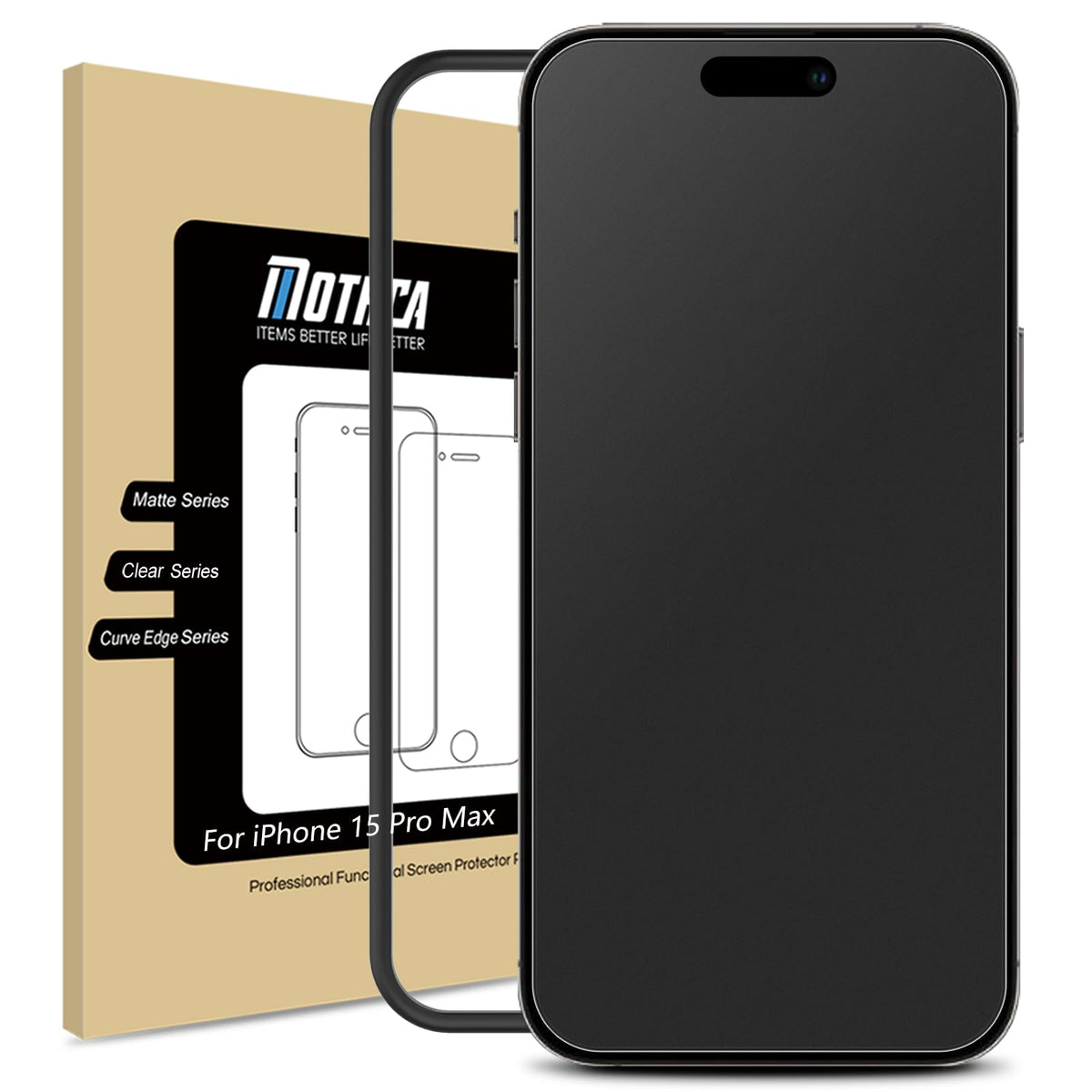 Mothca Matte Glass Screen Protector For Iphone 15 Pro Max (6.7 Inch) Anti Glare & Anti Fingerprint Tempered Glass Clear Film, [E