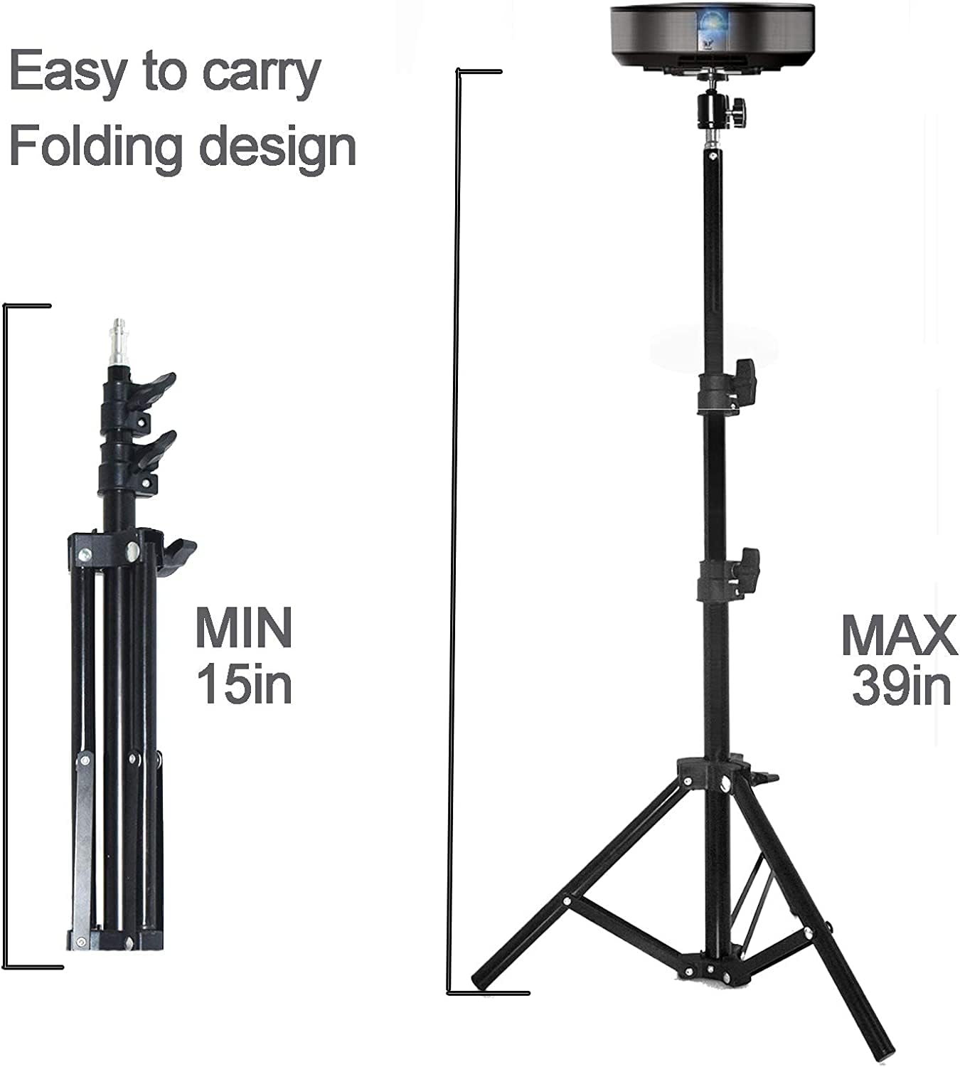 Projector Tripod Stand, Portable Tripod Mount Floor Stand 17'' To 39'', Folding Floor Tripod Stand, Outdoor Stand For Small Proj