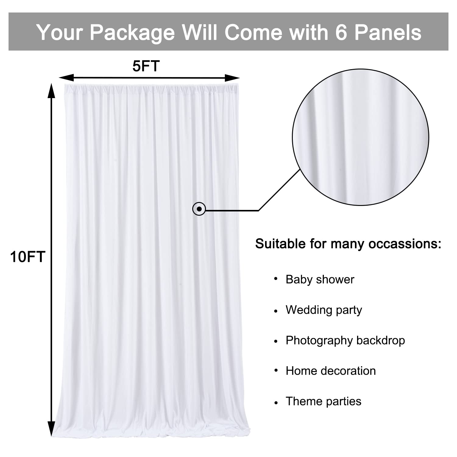 30 Ft X 10 Ft Wrinkle Free White Backdrop Curtain For Wedding Parties, Polyester Photo Backdrop Drapes For Baby Shower Birthday