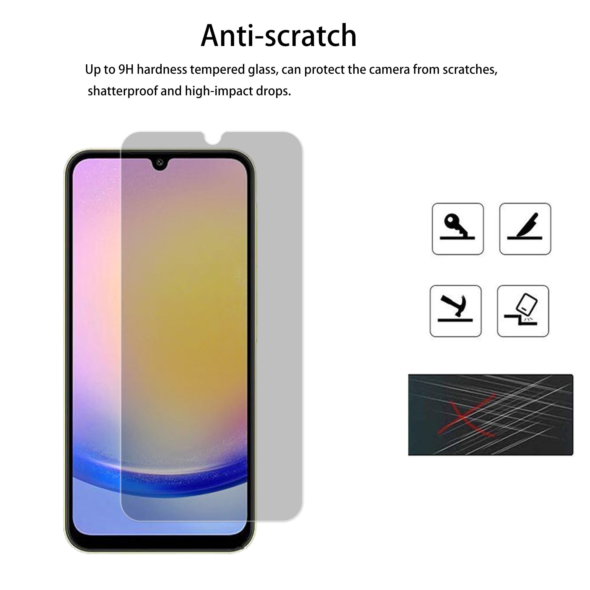Hkkais 3Pack Privacy Screen Protector For Samsung Galaxy A25 5G Anti Spy Private Tempered Glass Film