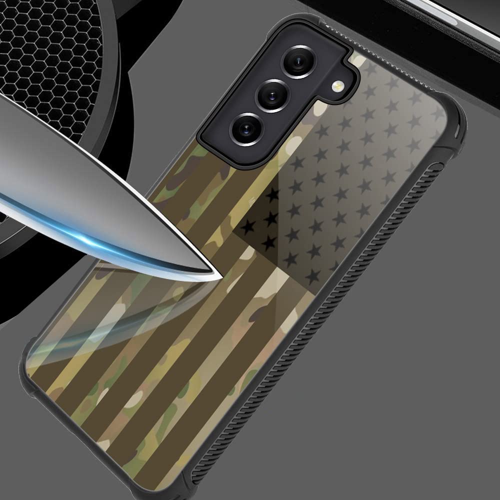CARLOCA Samsung Galaxy S21 Phone Case Green Camouflage USA Flag Soft TPU 6.2-inch
