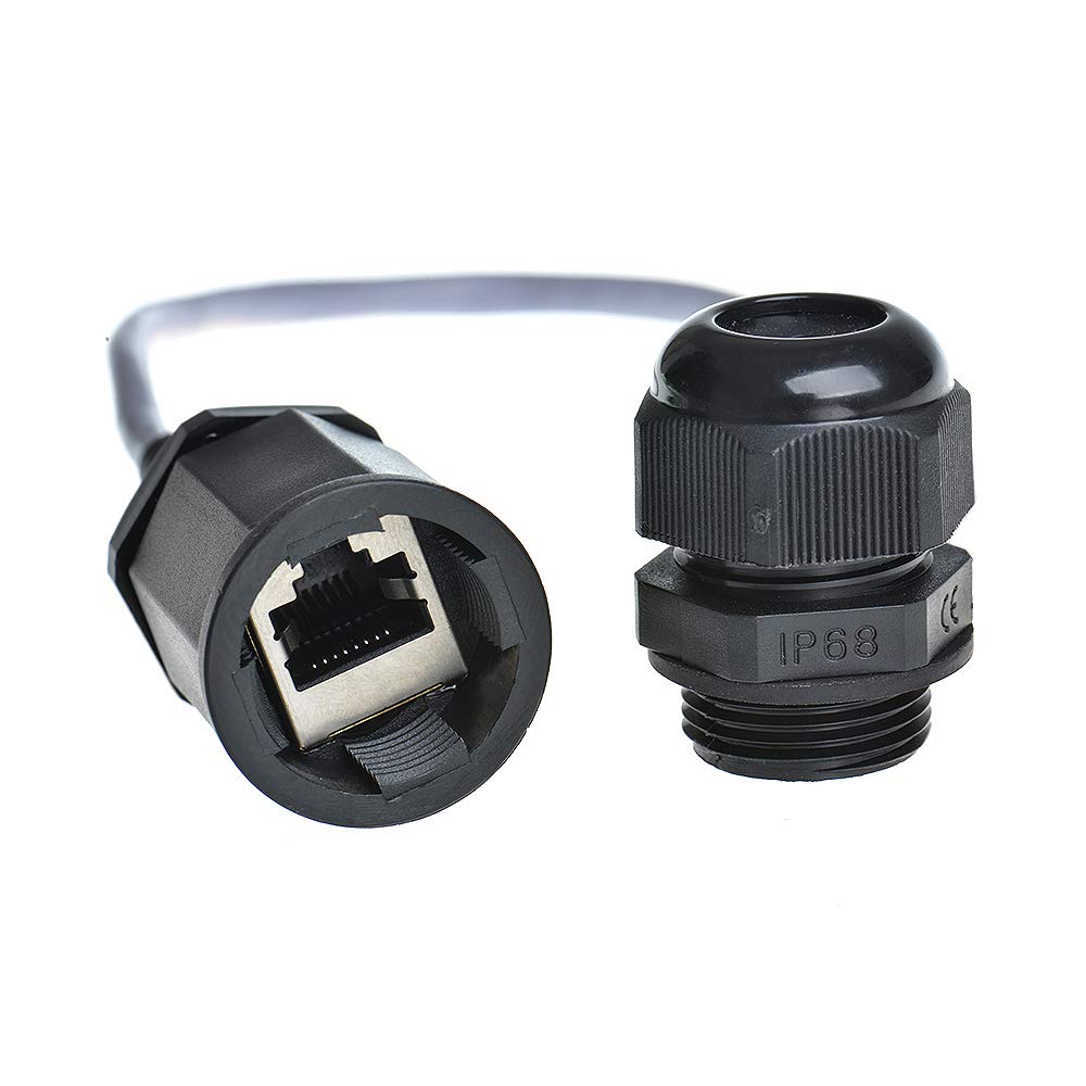 Anmbest 5Pcs M20 Rj45 Waterproof Cat5 8P8C Connector Ip67 Ethernet Lan Cable Connector Double Head With Cat5 Network Cable Outdo