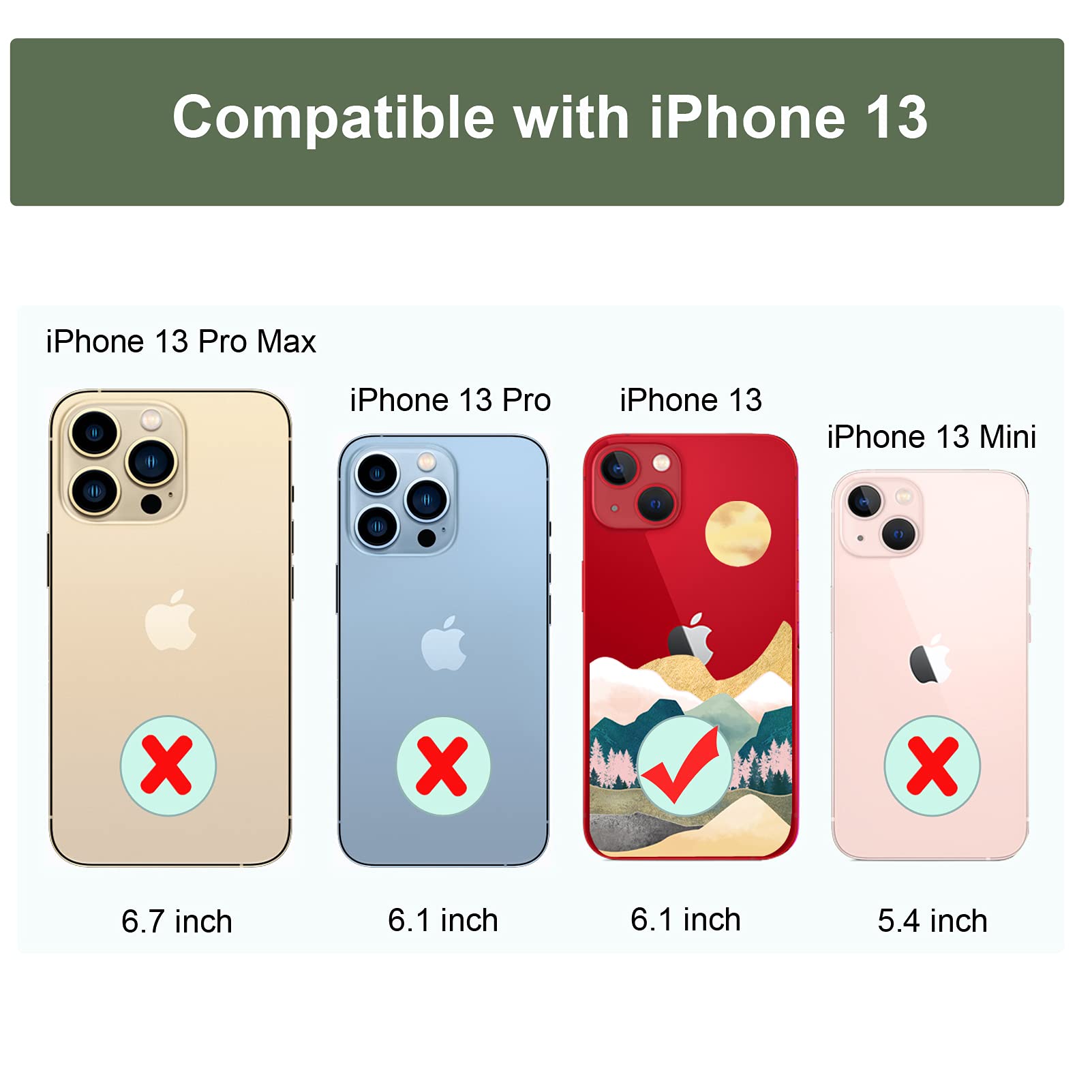 Unov iPhone 13 Slim Protective Embossed Pattern TPU Phone Case Sierra Mountains 6.1 Inch