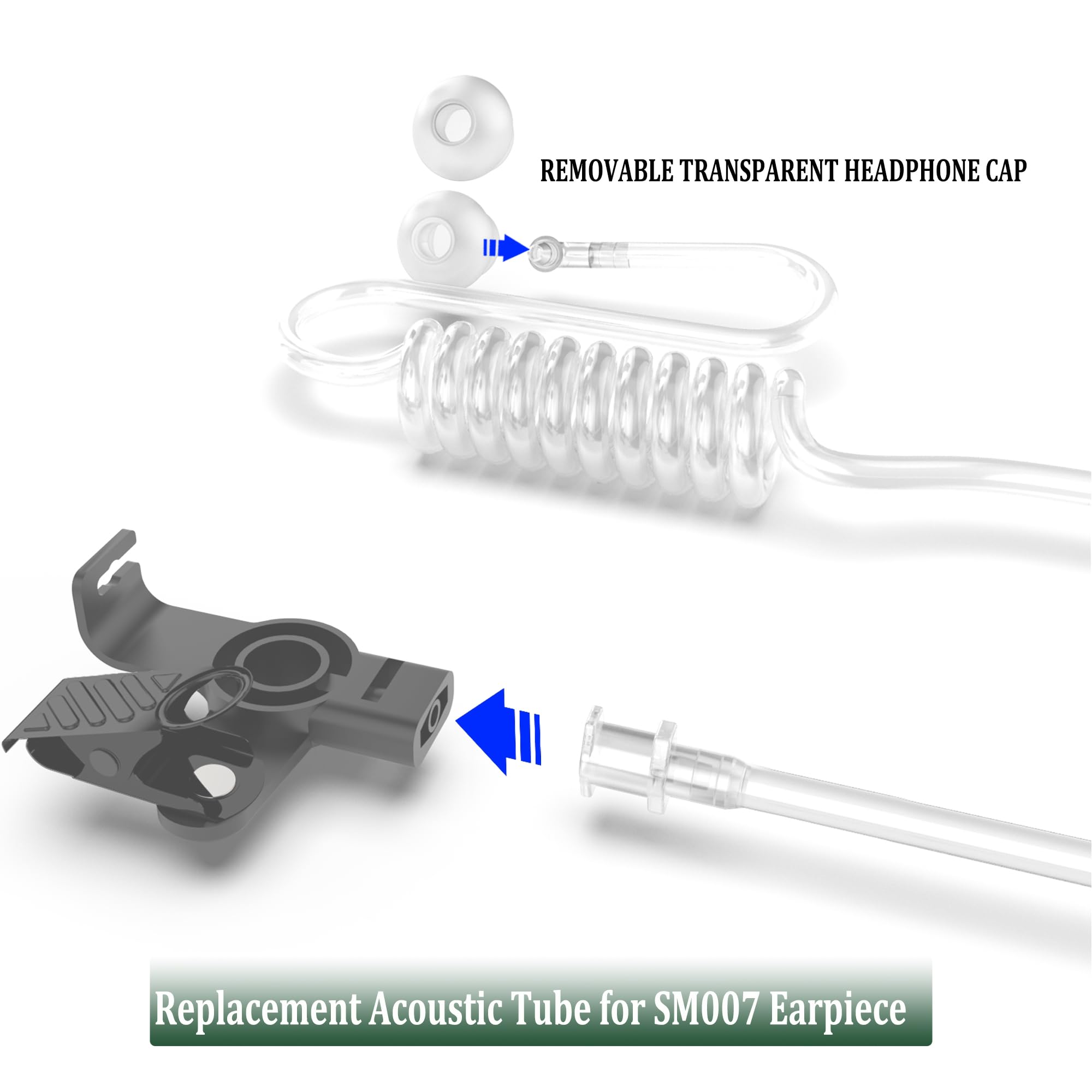 Samcom Replacement Kits Acoustic Tube/Clear Coil Compatible With Baofeng Kenwood Surveillance Radio Earpiece, Removable Stretchable Coil Acoustic Tube For Walkie Talkie Headset, 6 Pcs�