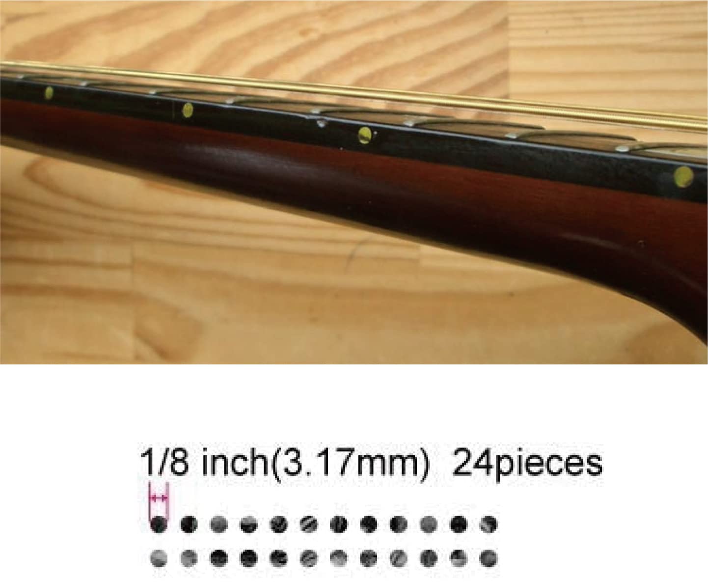 Inlay Sticker Fret Markers For Guitars & Bass   1/8'' Small Side Marker Dots   Ocher