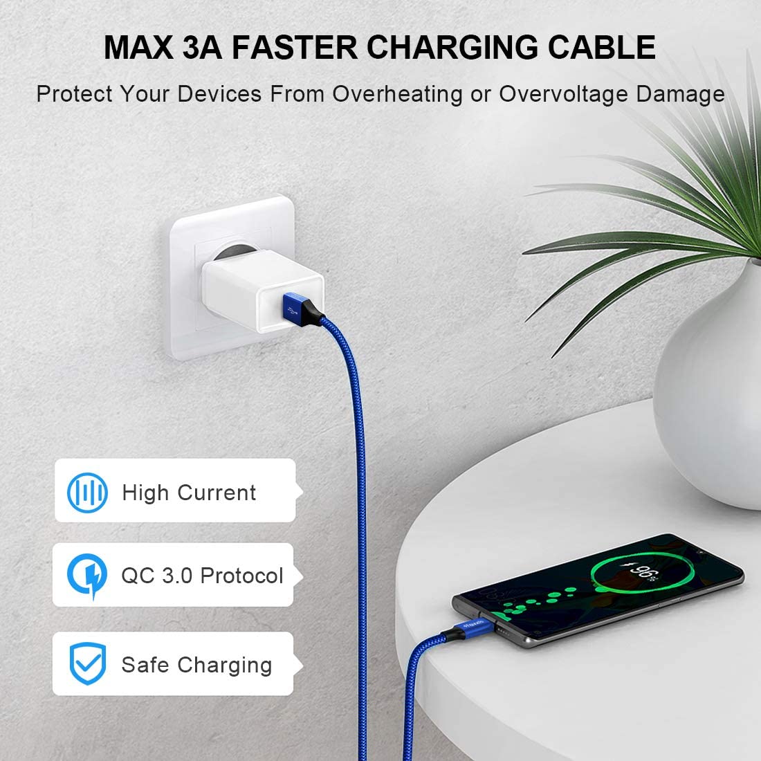 Long Usb C Cable [12Ft, 2 Pack], Etguuds Fast Charging Usb A To Type C Charger Cable Braided For Samsung Galaxy S22 S21 S20 Ultr