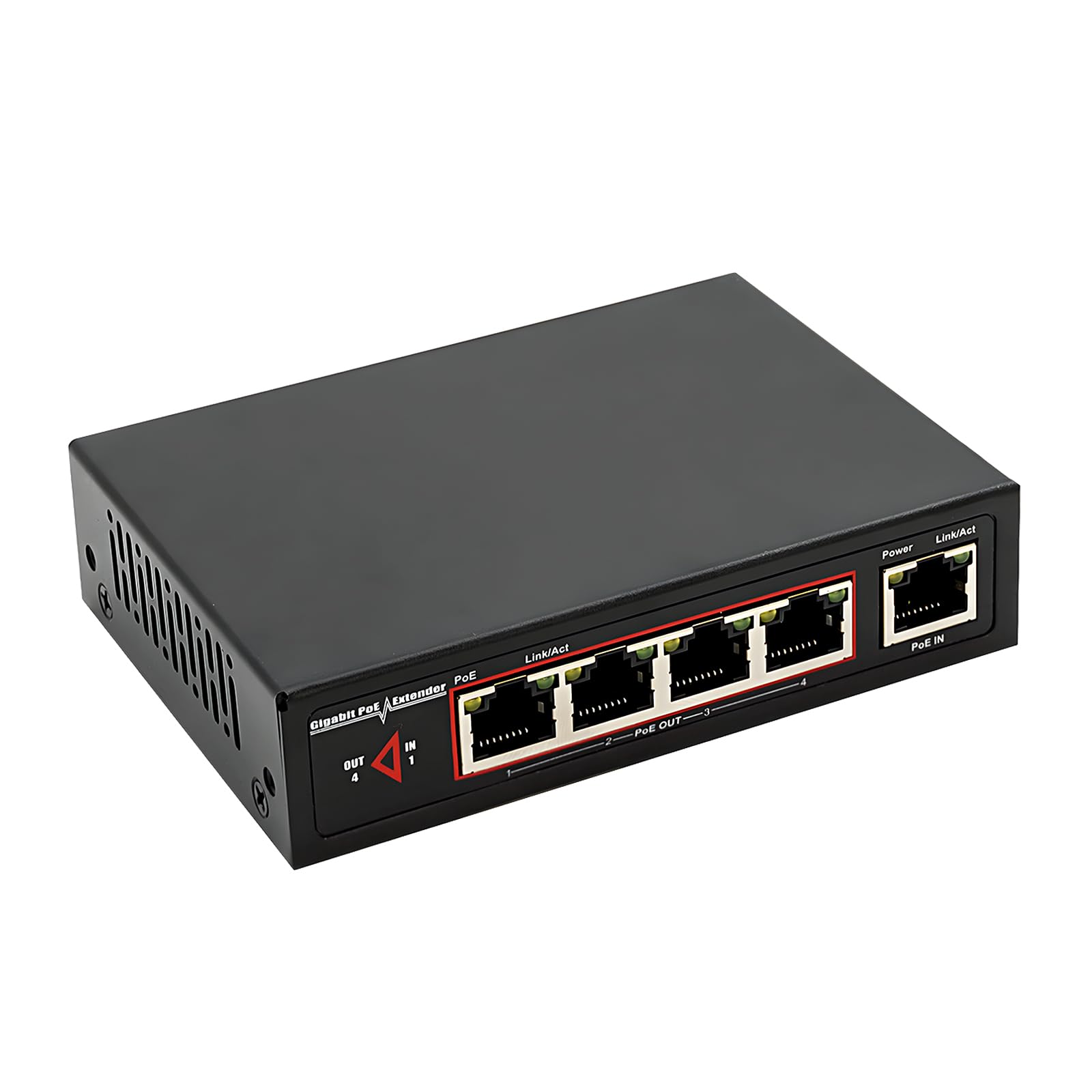 Poe Extender With Gigabit Speeds & Passthrough Switch, 48V 60W Poe+, 1 Poe++ In And 4 Poe Out, Ieee802.3Af/At/Bt, 6Kv Surge Prot