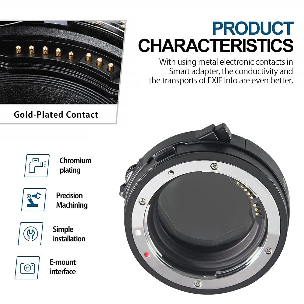 Lens Adapter Ef To Eos R Mount Adapter With Drop In Variable Nd Filter, Lens Mount Adapter Converter Compatible For Canon Ef/Ef S Lens To Rp R5 R6 Camera