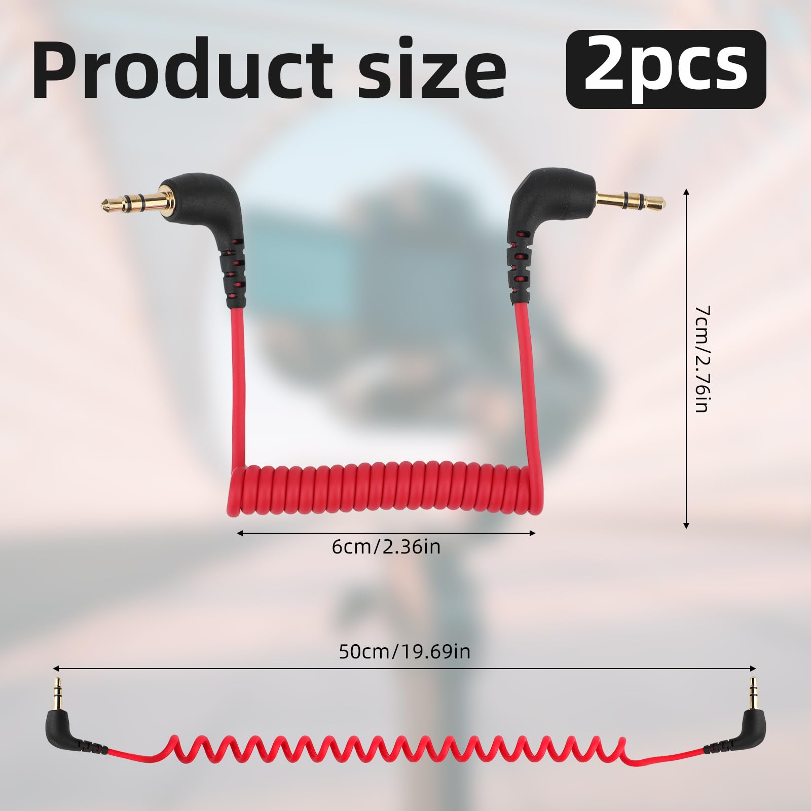 2Pcs 3.5Mm Trs Microphone Cable, Coiled Male To Male Audio Patch Cord Compatible With Dslr Cameras Mic 2 & Rode Microphone Wirel